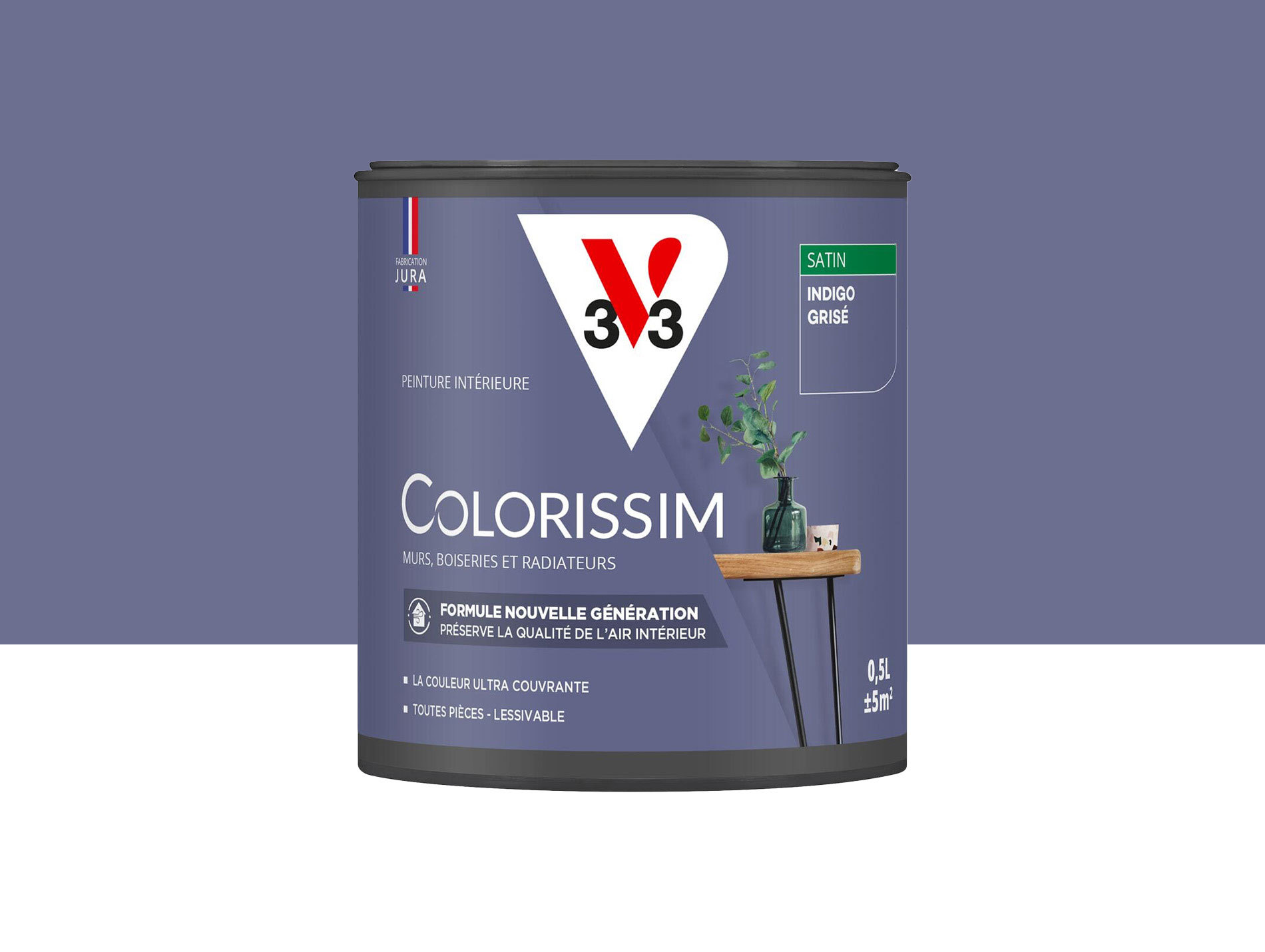 Peinture de décoration Colorissim V33 Indigo grisé satiné 500ml