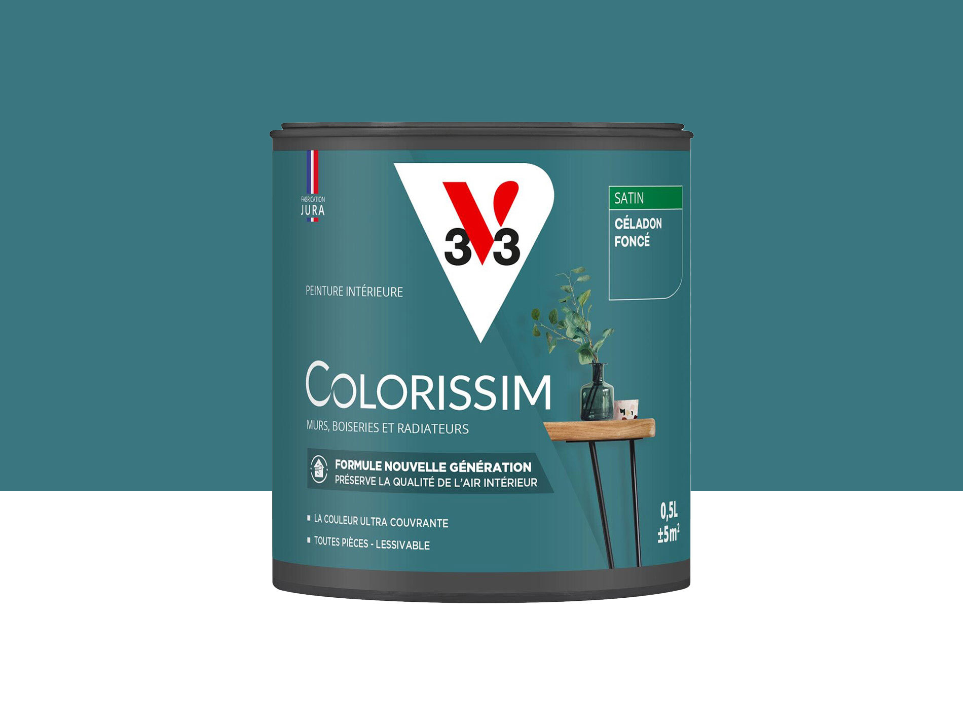 Peinture de décoration Colorissim V33 Céladon foncé satiné 500ml