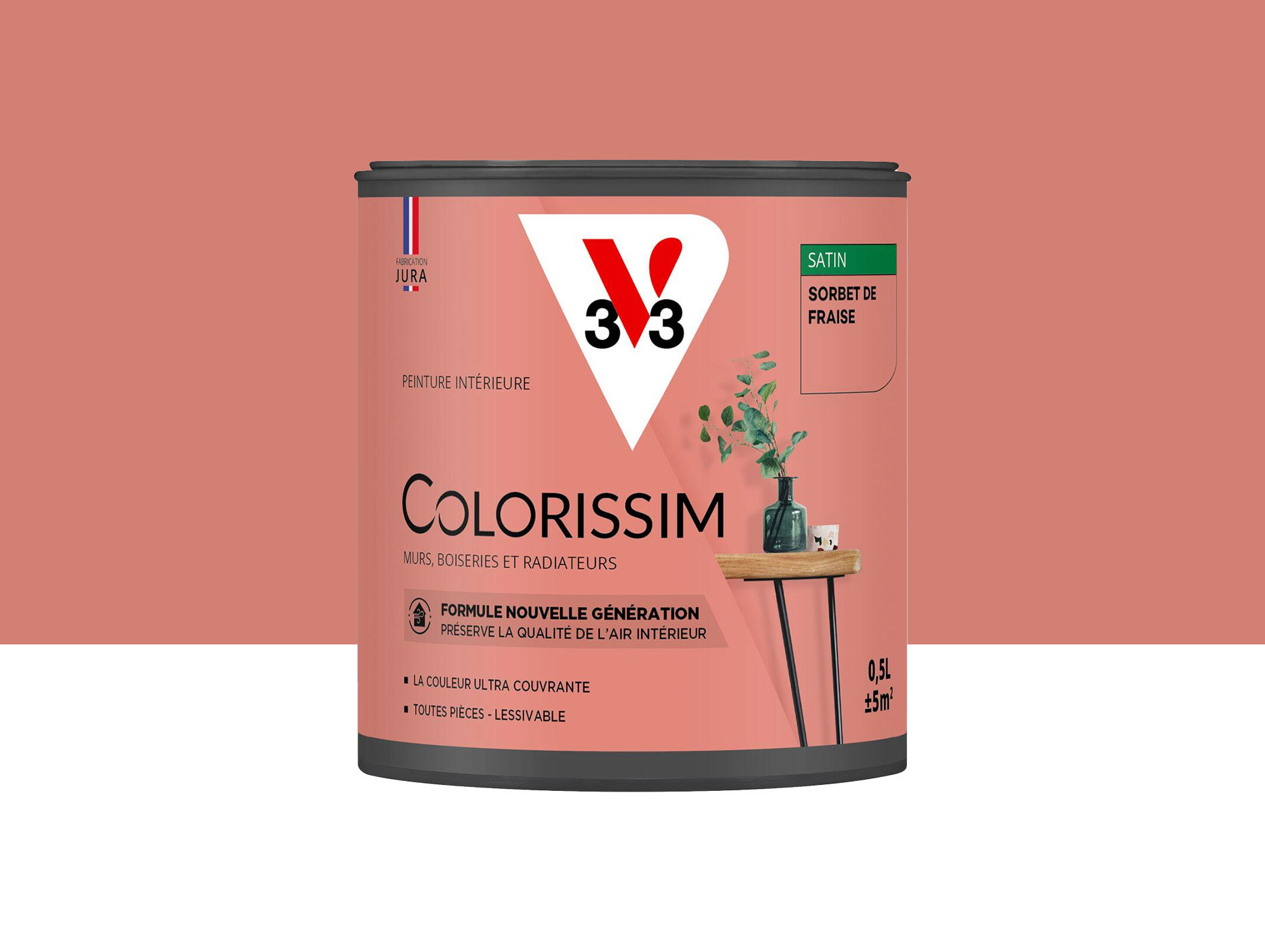 Peinture de décoration Colorissim V33 Sorbet de fraise satiné 500ml