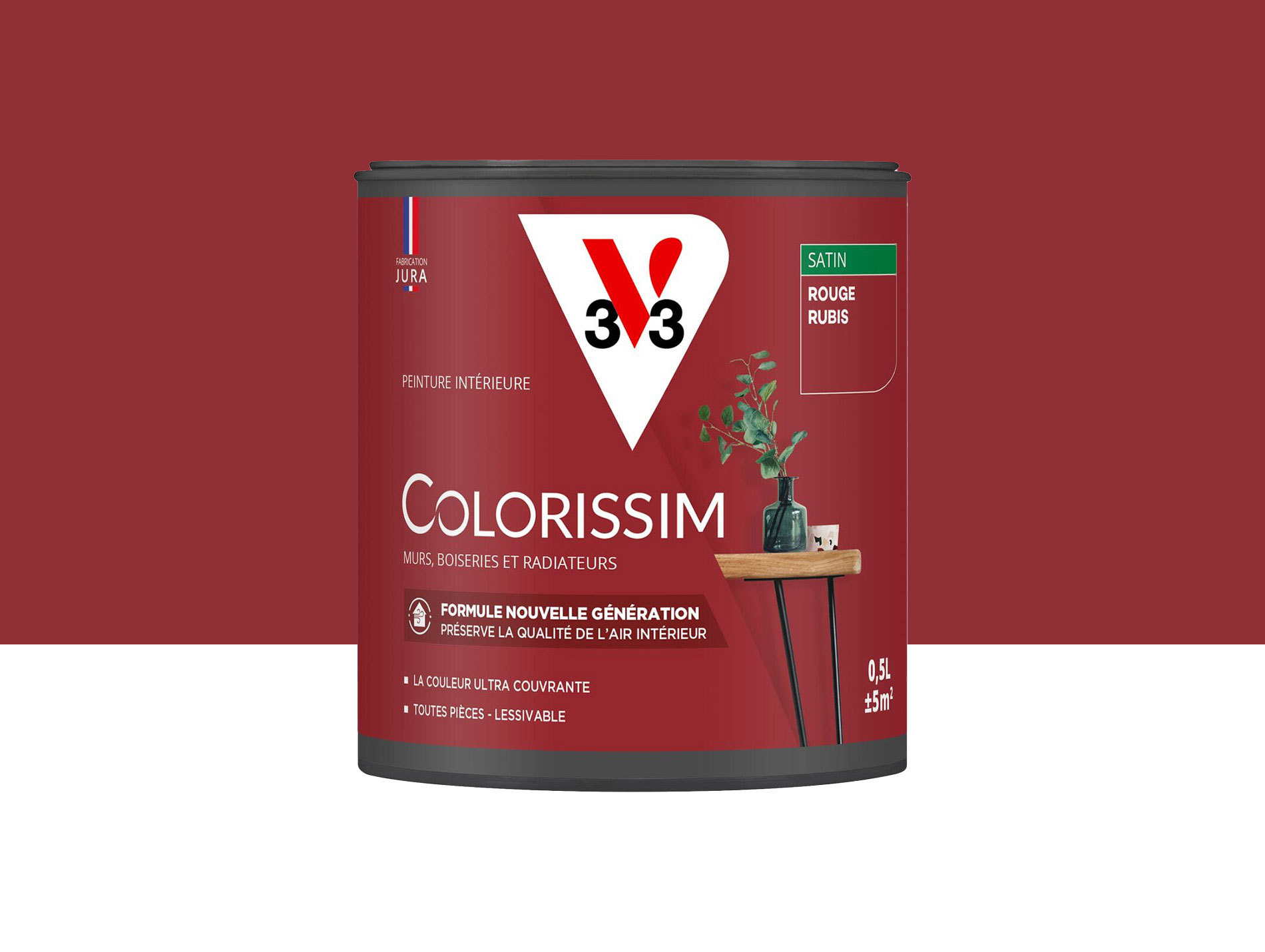 Peinture de décoration Colorissim V33 Rouge rubis satiné 500ml