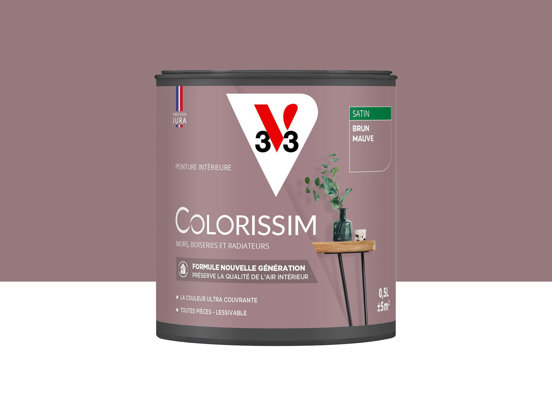 Peinture de décoration Colorissim V33 Brun mauve satiné 500ml