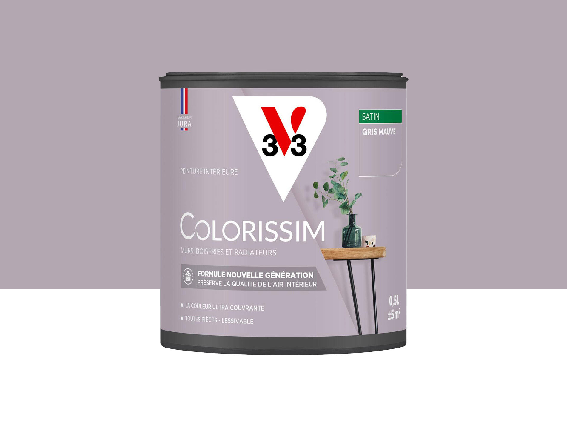 Peinture de décoration Colorissim V33 Gris mauve satiné 500ml