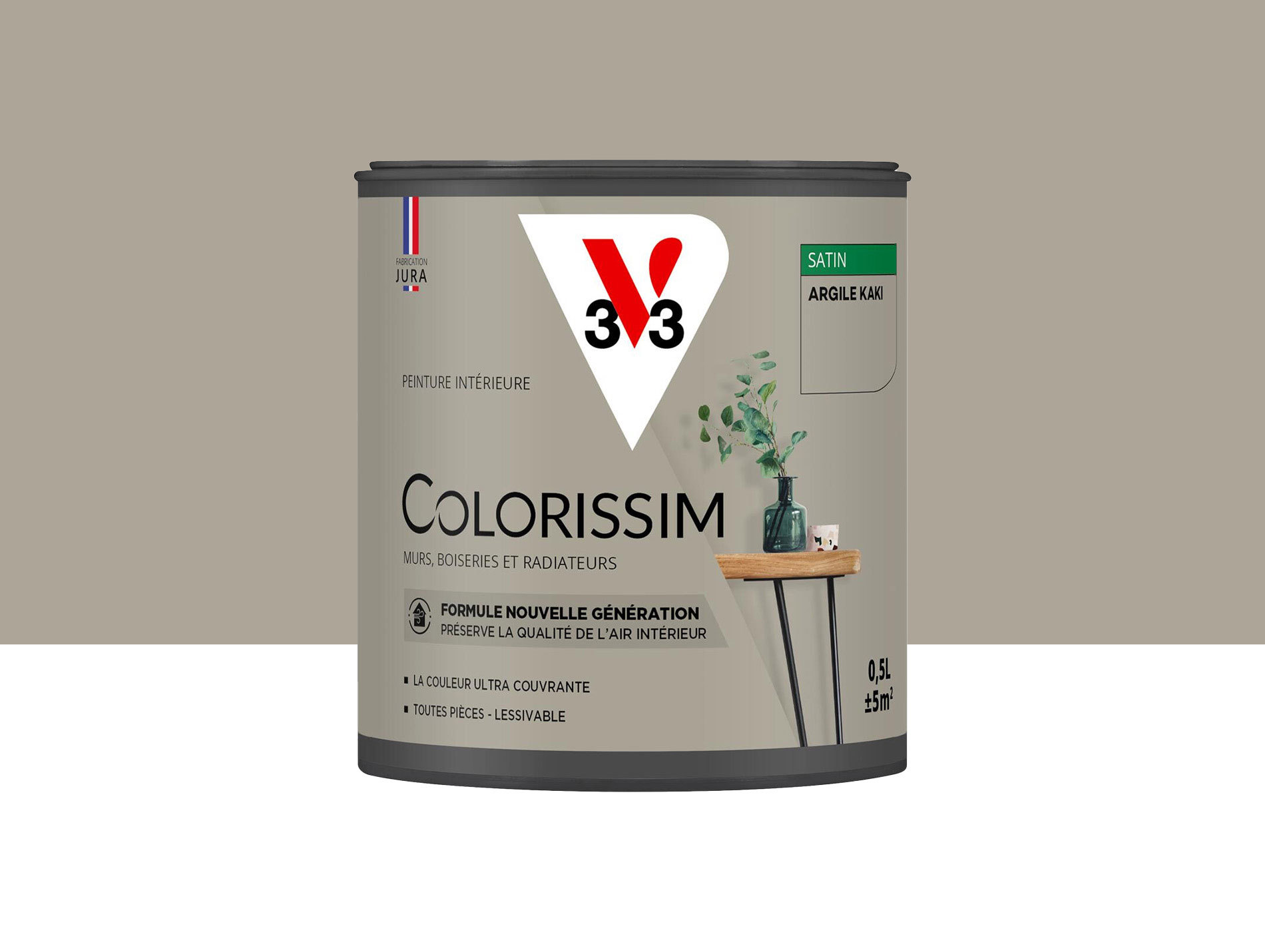 Peinture de décoration Colorissim V33 Argile kaki satiné 500ml