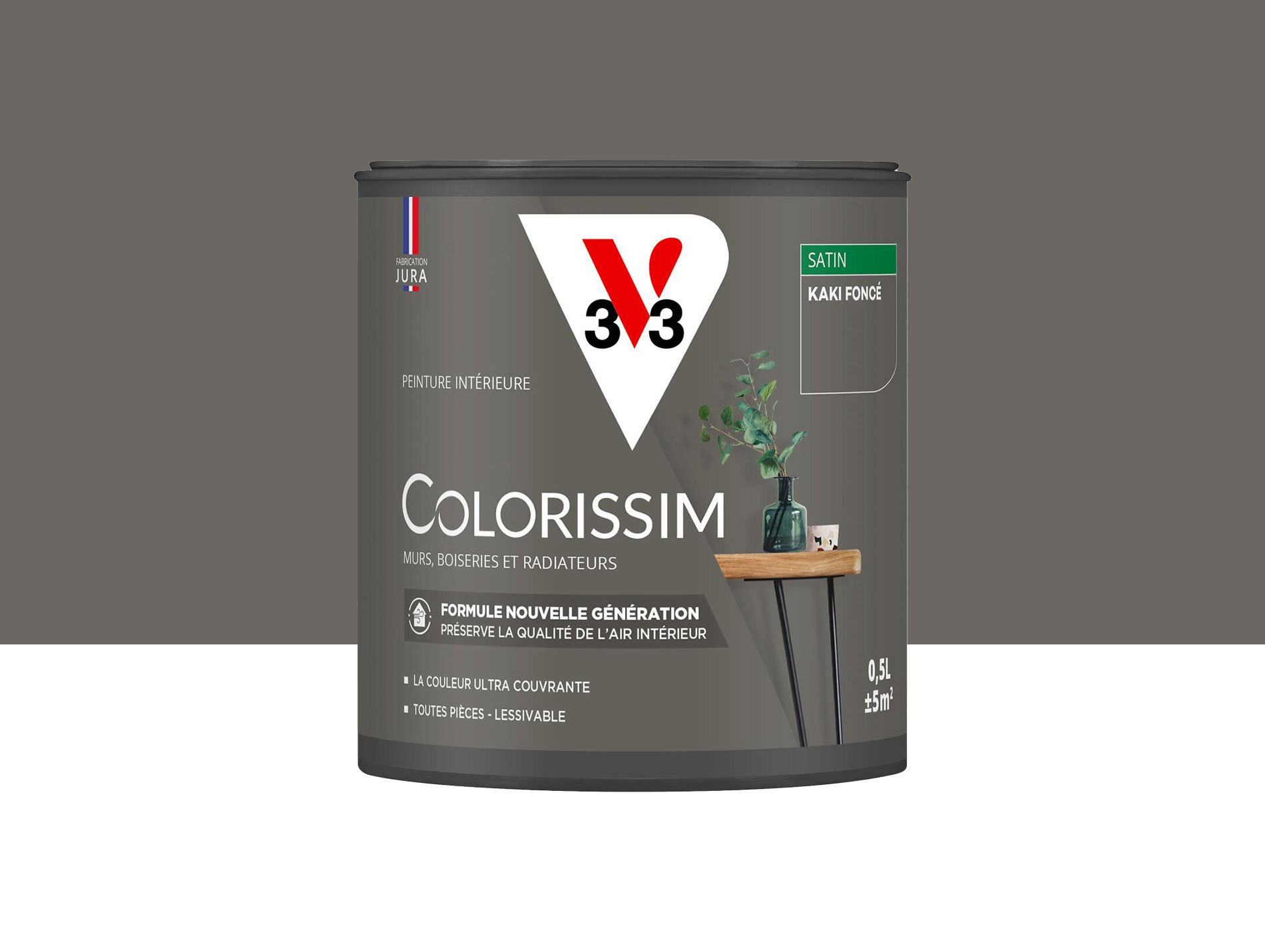 Peinture de décoration Colorissim V33 Kaki foncé satiné 500ml