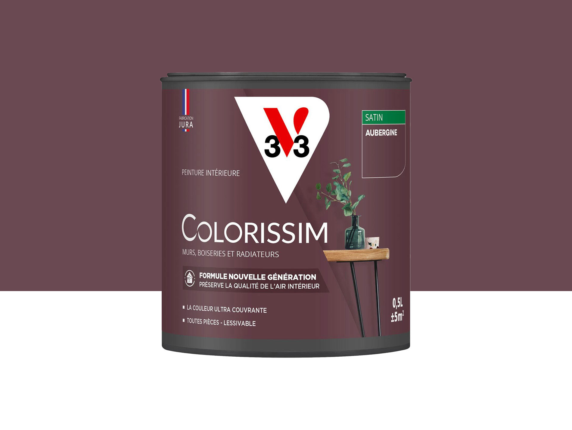 Peinture de décoration Colorissim V33 Aubergine satiné 500ml