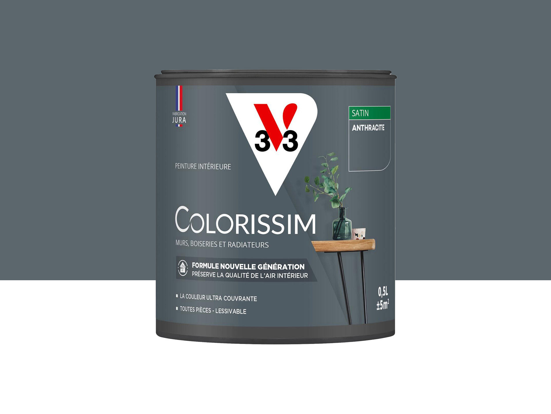 Peinture de décoration Colorissim V33 Anthracite satiné 500ml