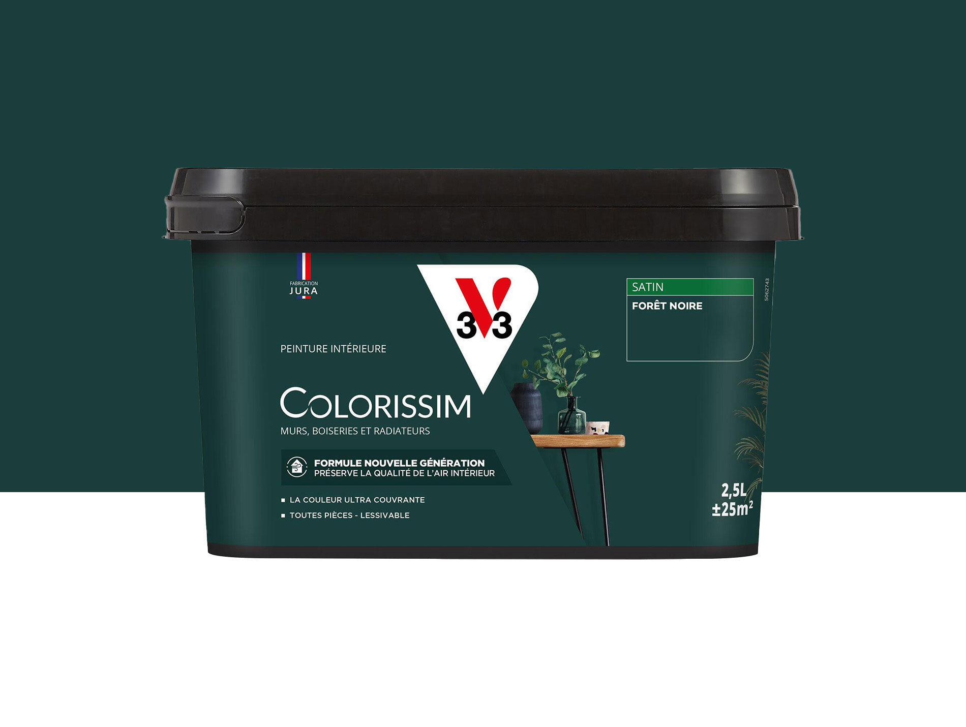 Peinture de décoration Colorissim V33 Forêt noire satiné 2,5L
