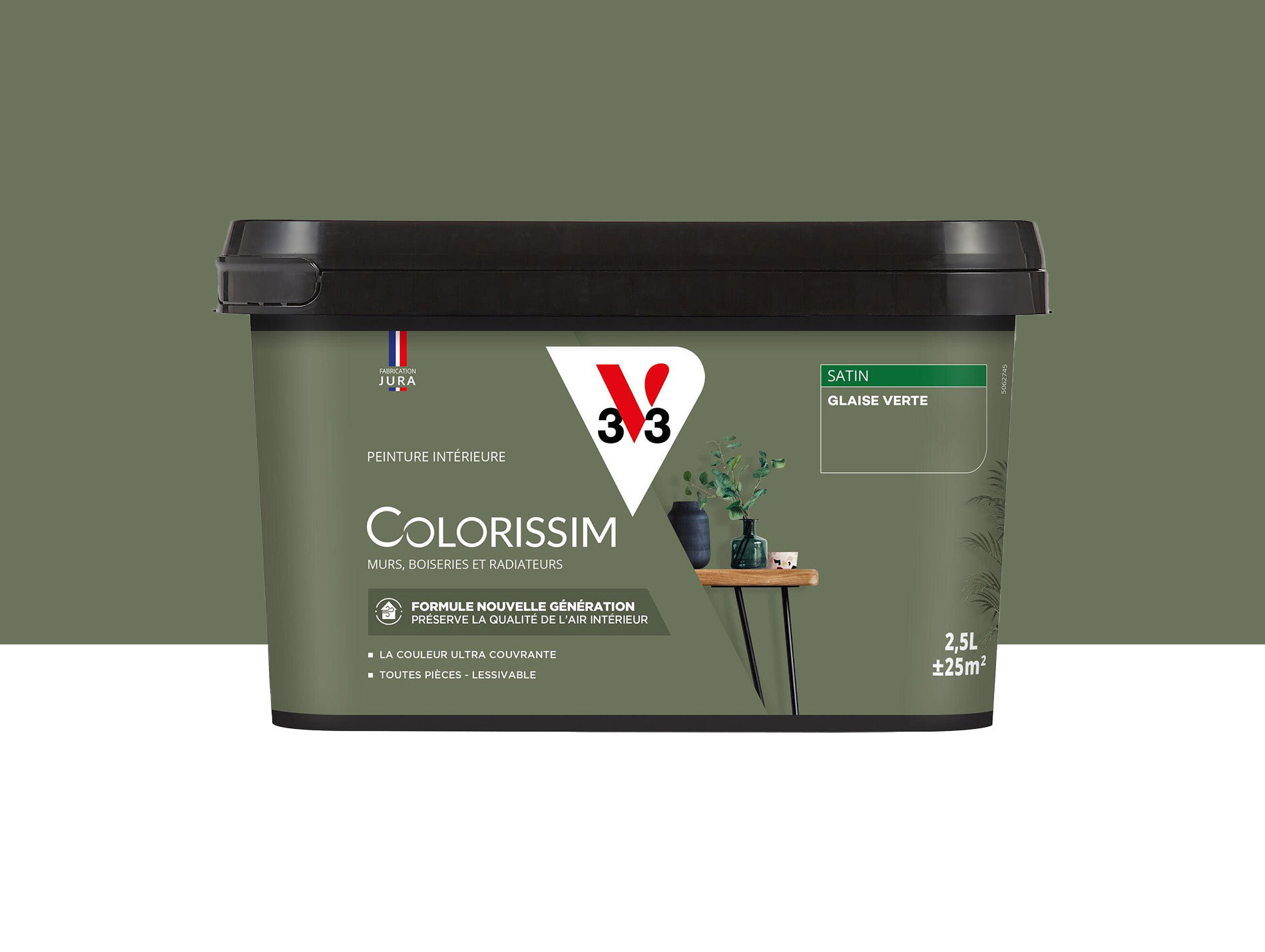 Peinture de décoration Colorissim V33 Glaise verte satiné 2,5L