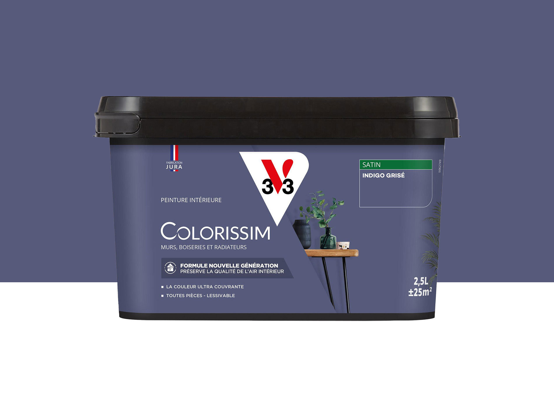 Peinture de décoration Colorissim V33 Indigo grisé satiné 2,5L