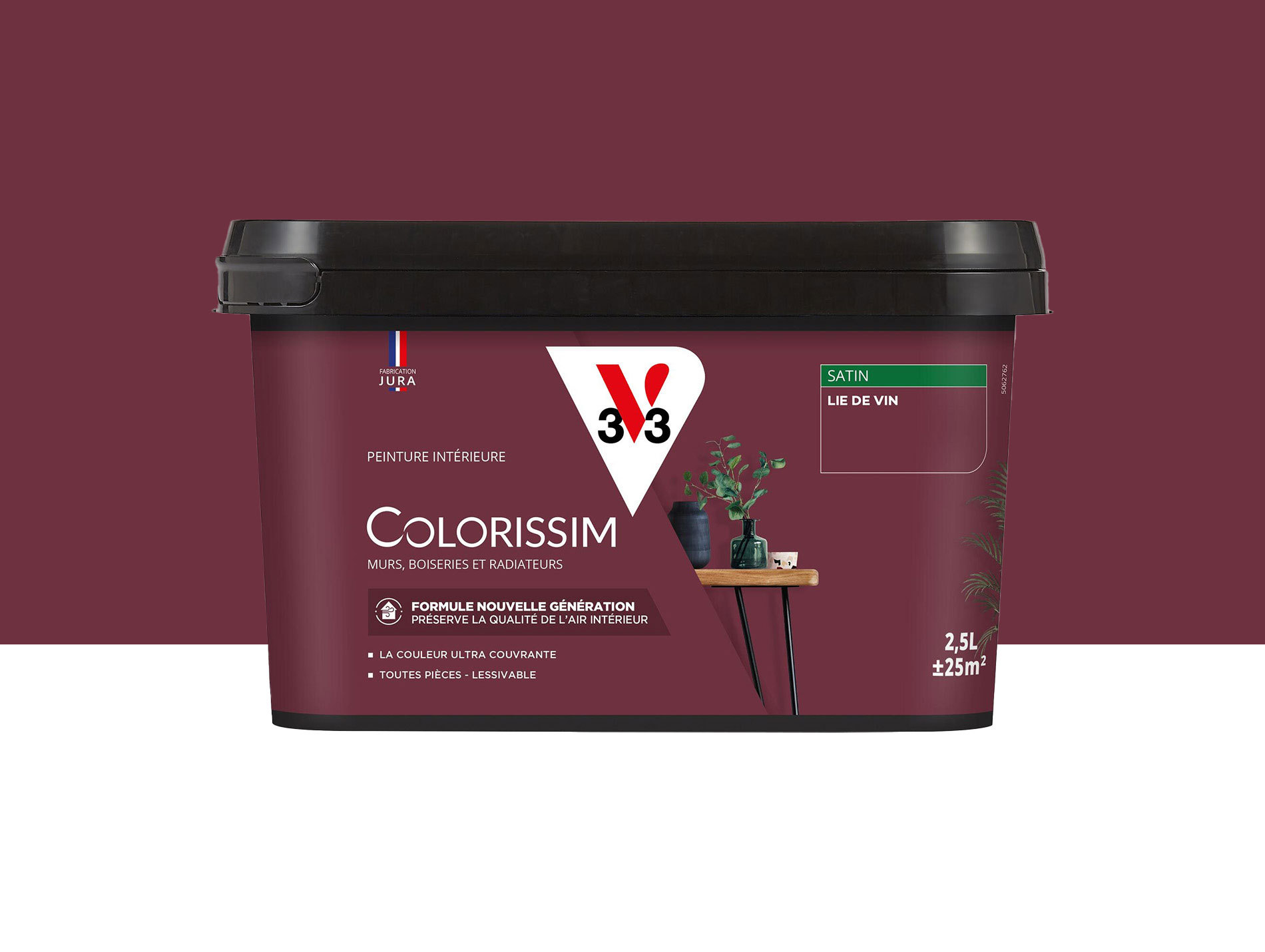 Peinture de décoration Colorissim V33 Lie de vin satiné 2,5L