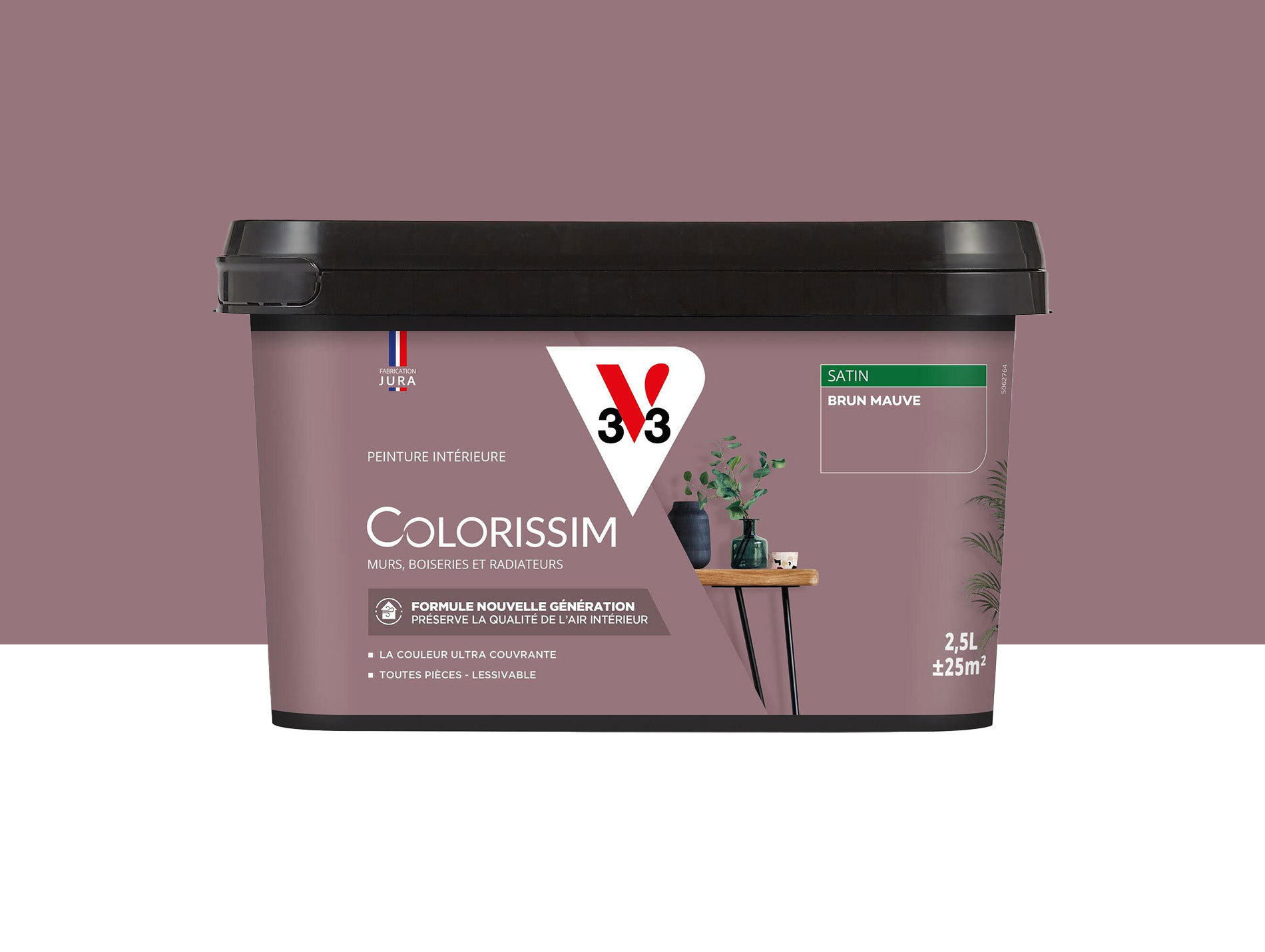 Peinture de décoration Colorissim V33 Brun mauve satiné 2,5L