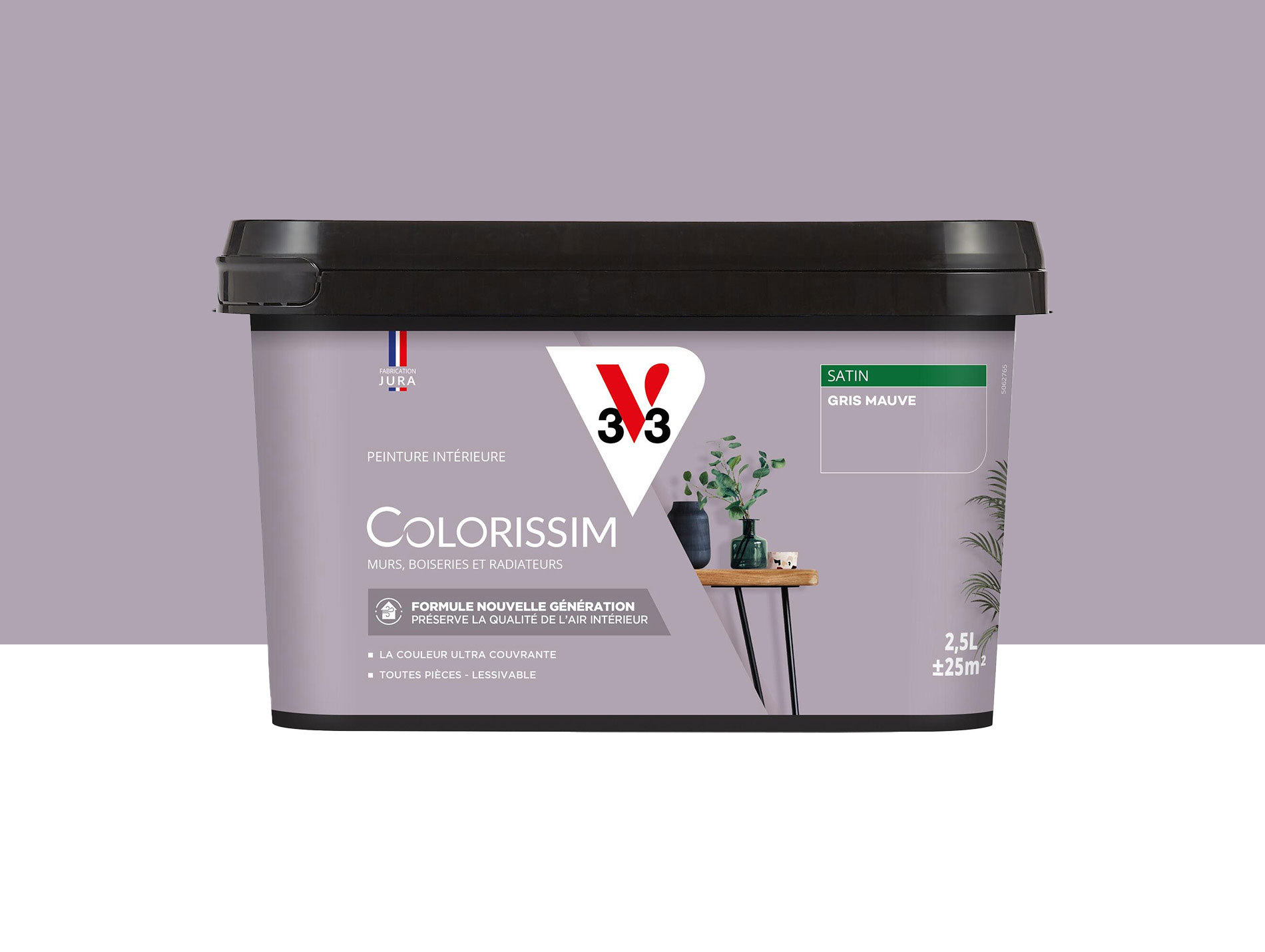 Peinture de décoration Colorissim V33 Gris mauve satiné 2,5L