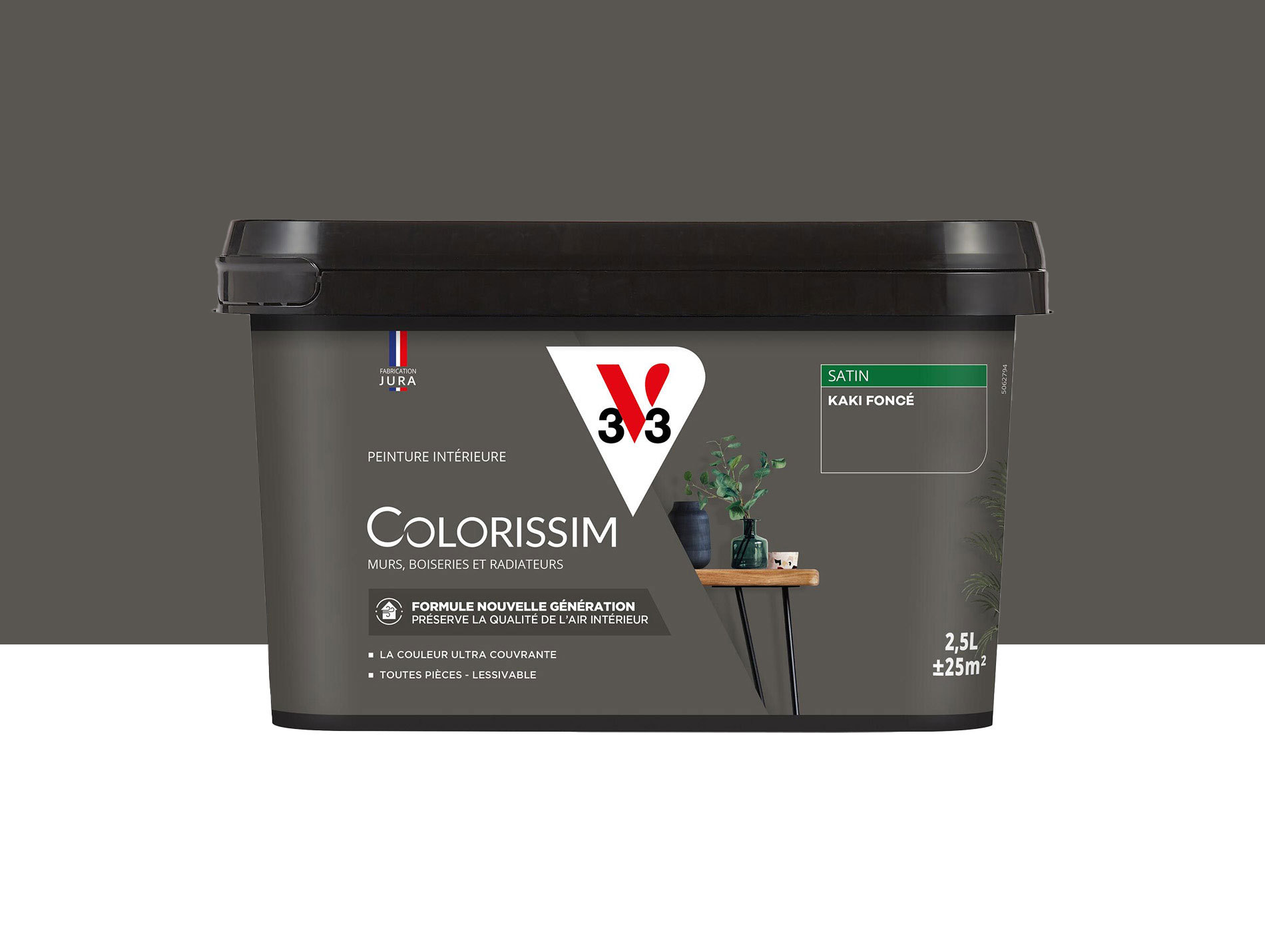 Peinture de décoration Colorissim V33 Kaki foncé satiné 2,5L