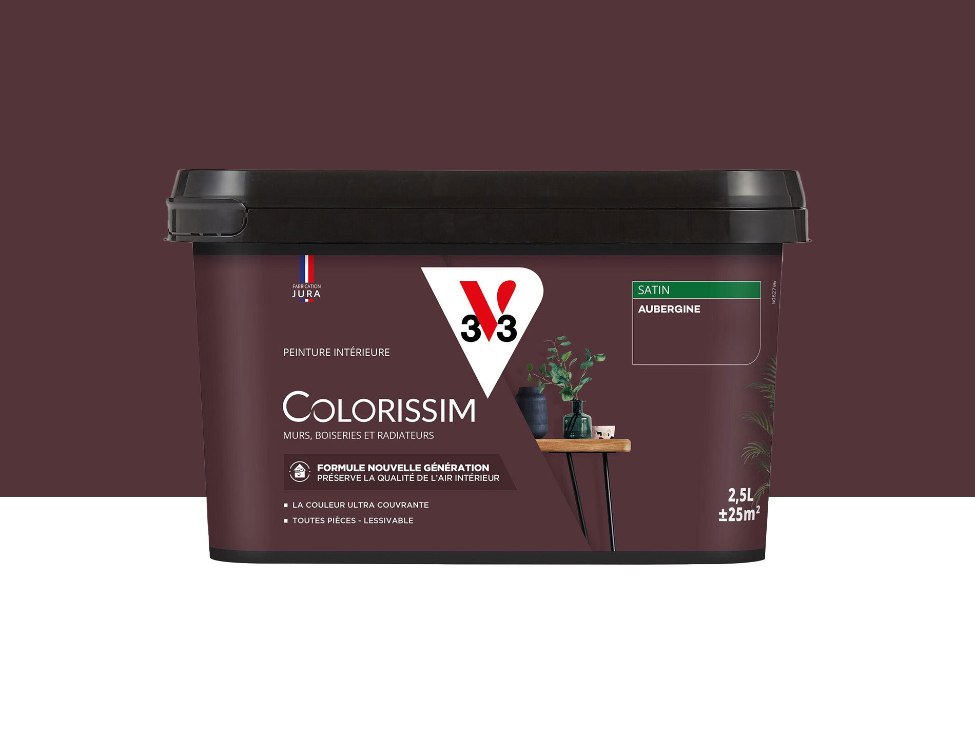 Peinture de décoration Colorissim V33 Aubergine satiné 2,5L