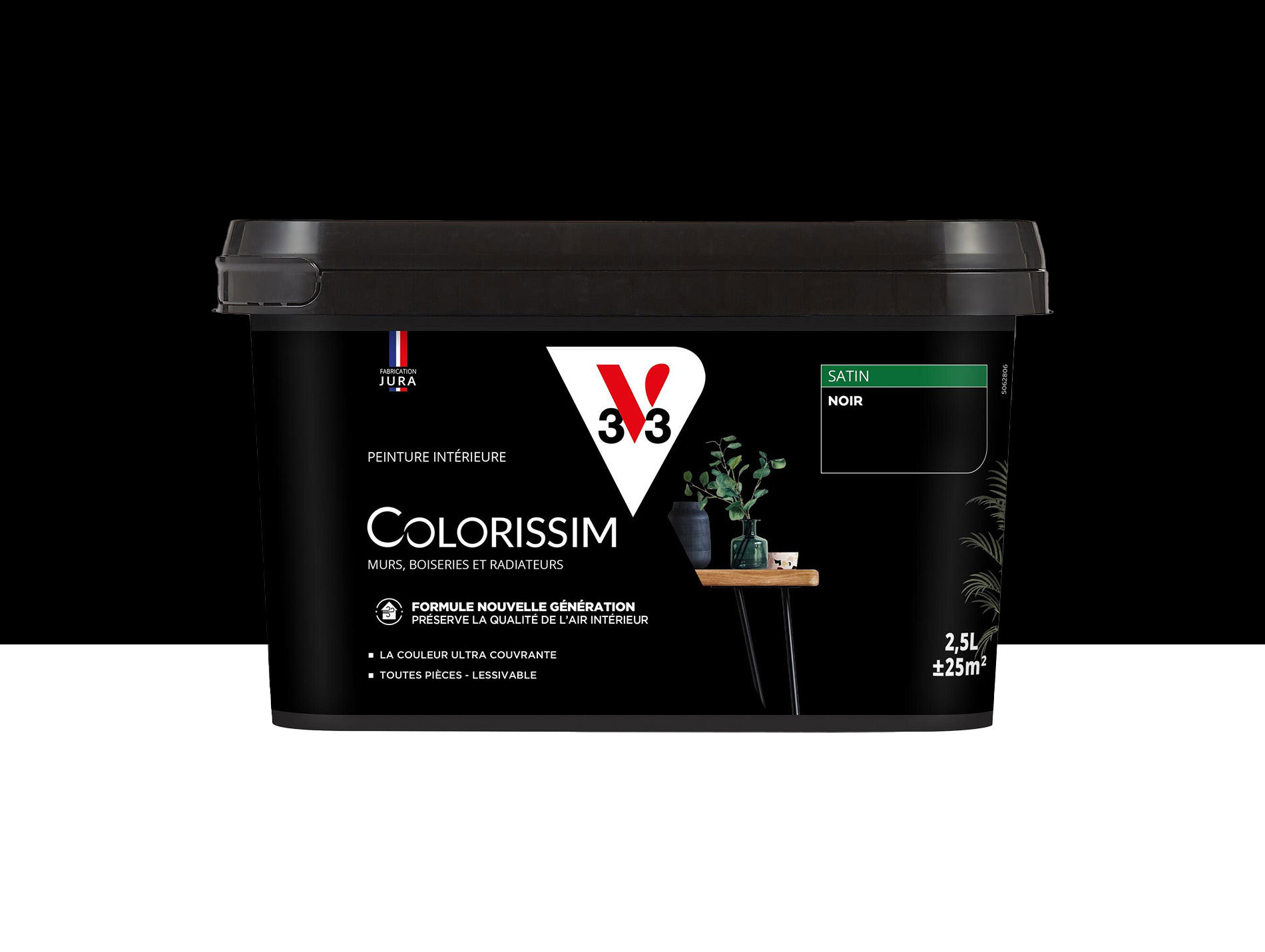Peinture de décoration Colorissim V33 Noir satiné 2,5L