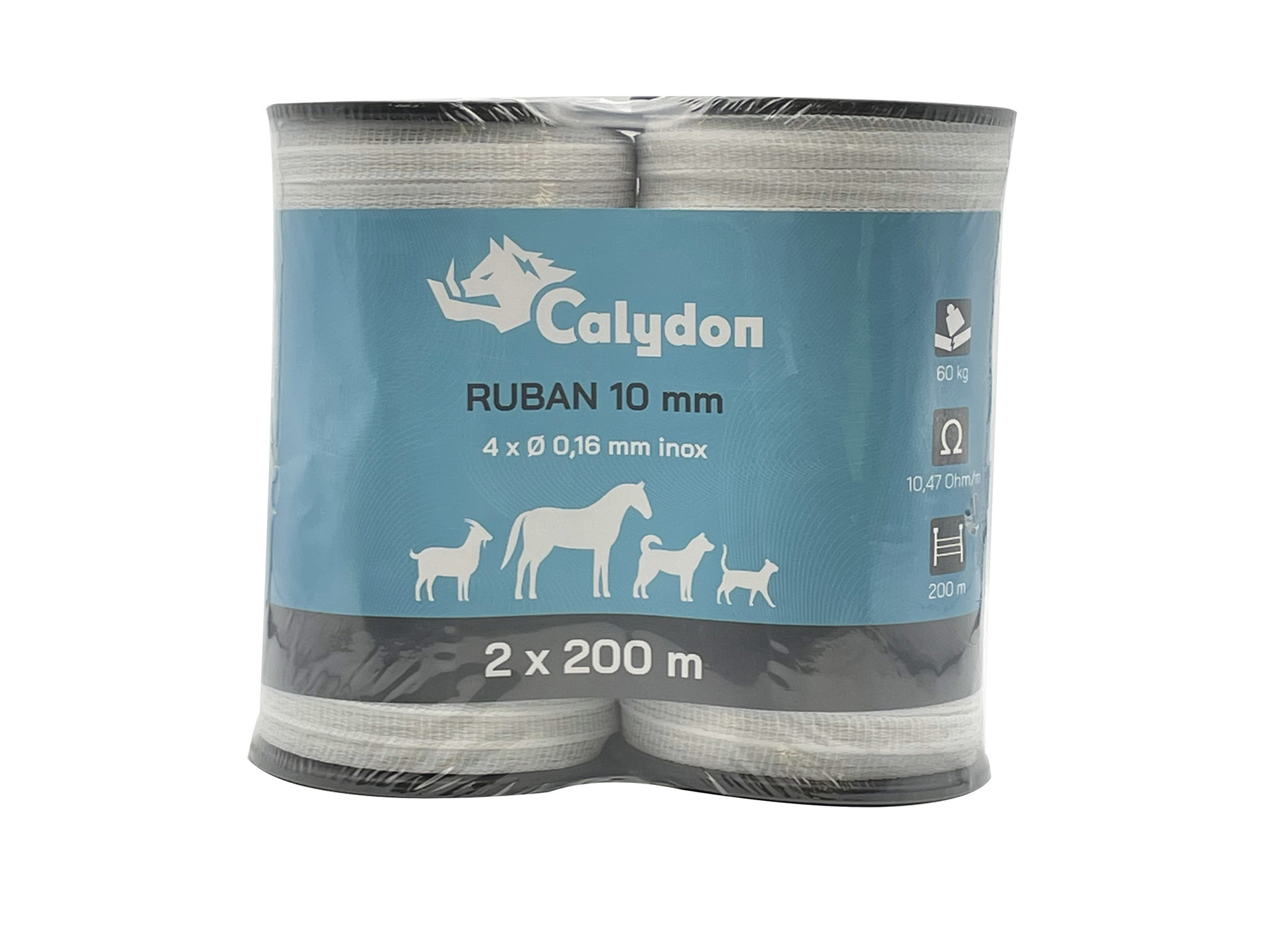 Ruban CALYDON l.10mm x L.200m 4xØ0,16mm blanc x2