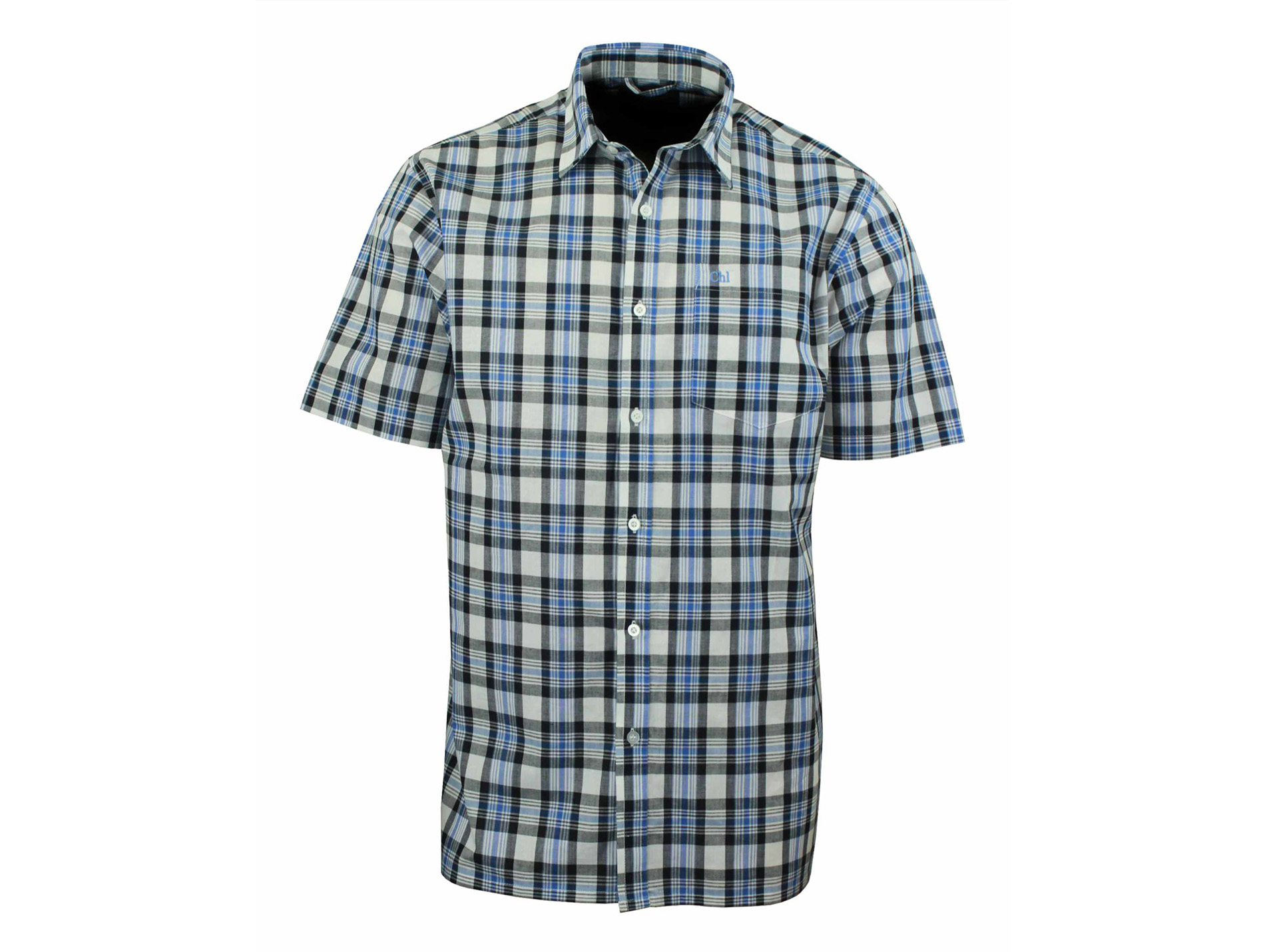 Chemise manches courtes CHALLENGER Baroque1 bleu/noir