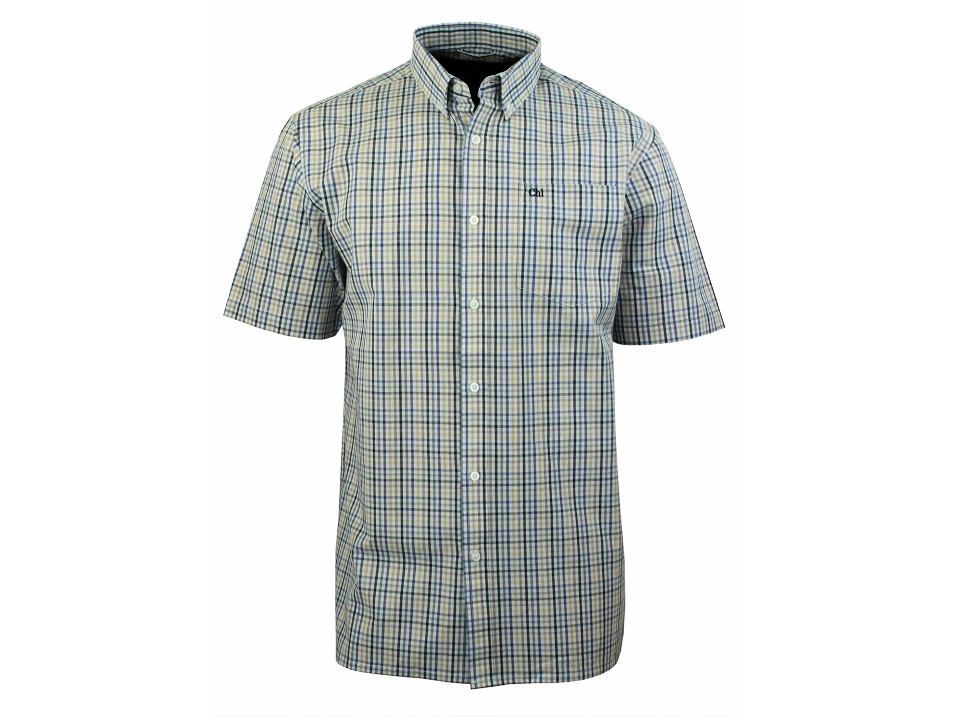 Chemise manches courtes CHALLENGER Bolero1 beige/bleu
