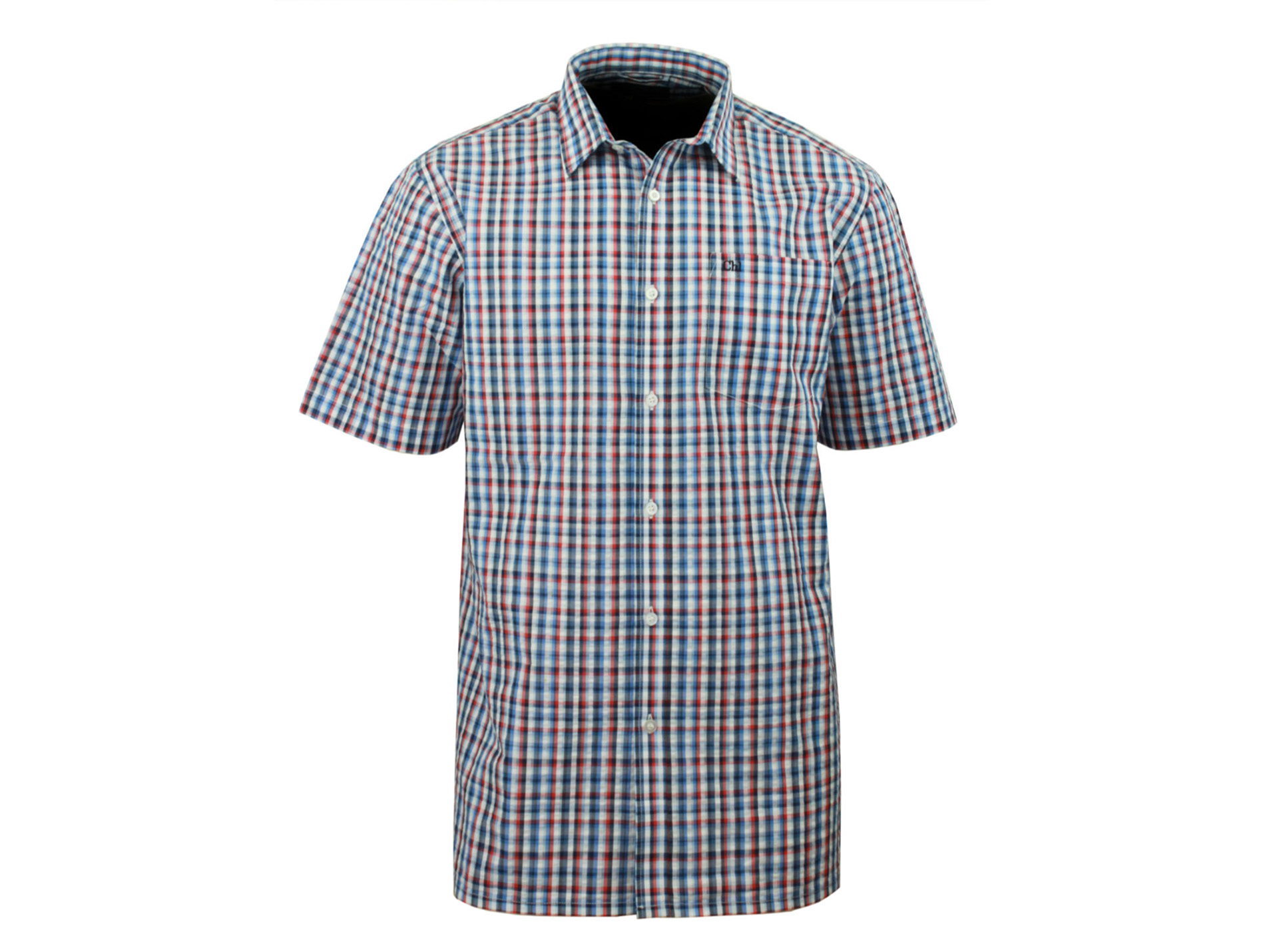 Chemise manches courtes CHALLENGER Boniface1 bleu/rouge