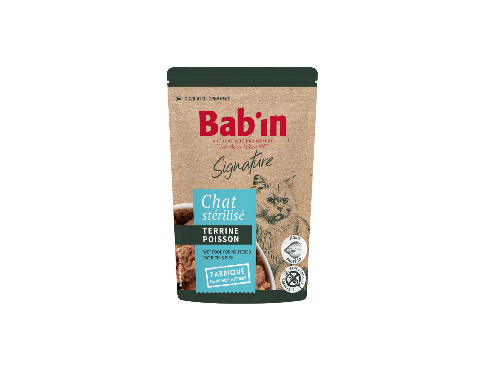 Terrine chat adulte BAB'IN poisson 80g