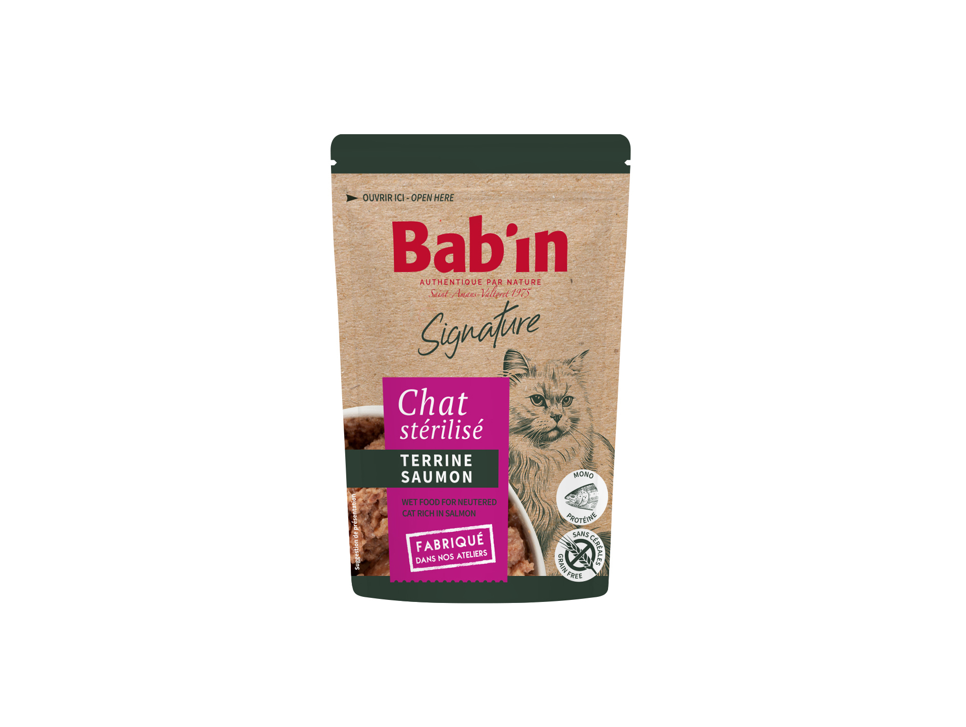 Terrine chat adulte BAB'IN saumon 80g