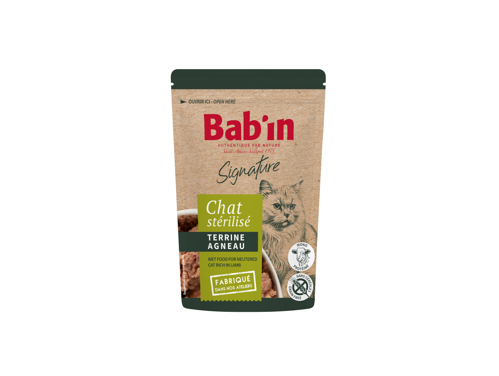 Terrine chat adulte BAB'IN agneau 80g