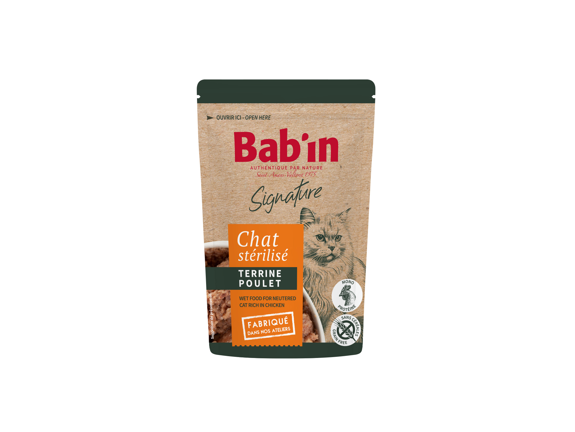 Terrine chat adulte BAB'IN poulet 80g