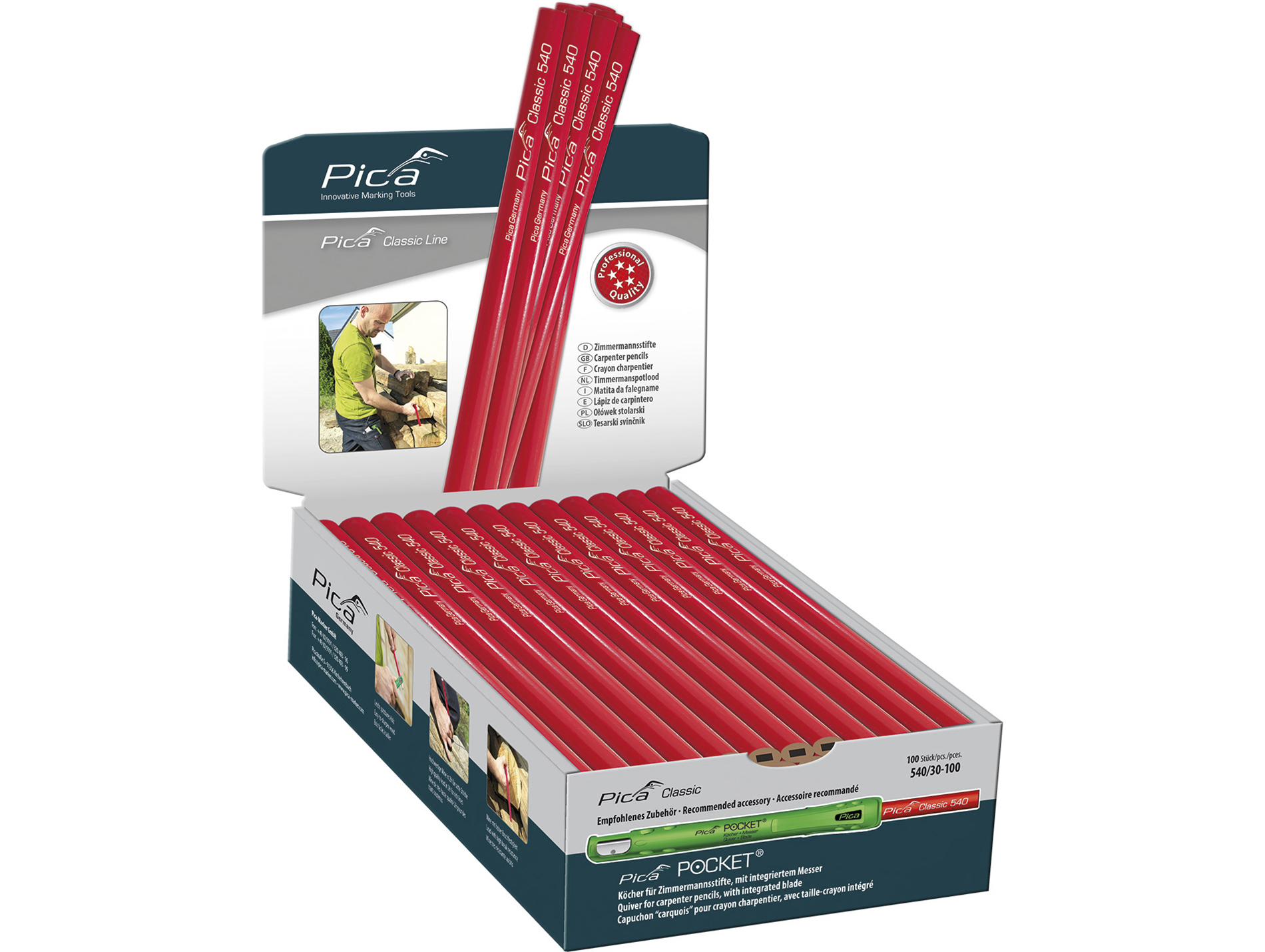 Crayon de charpentier ovale PICA graphite