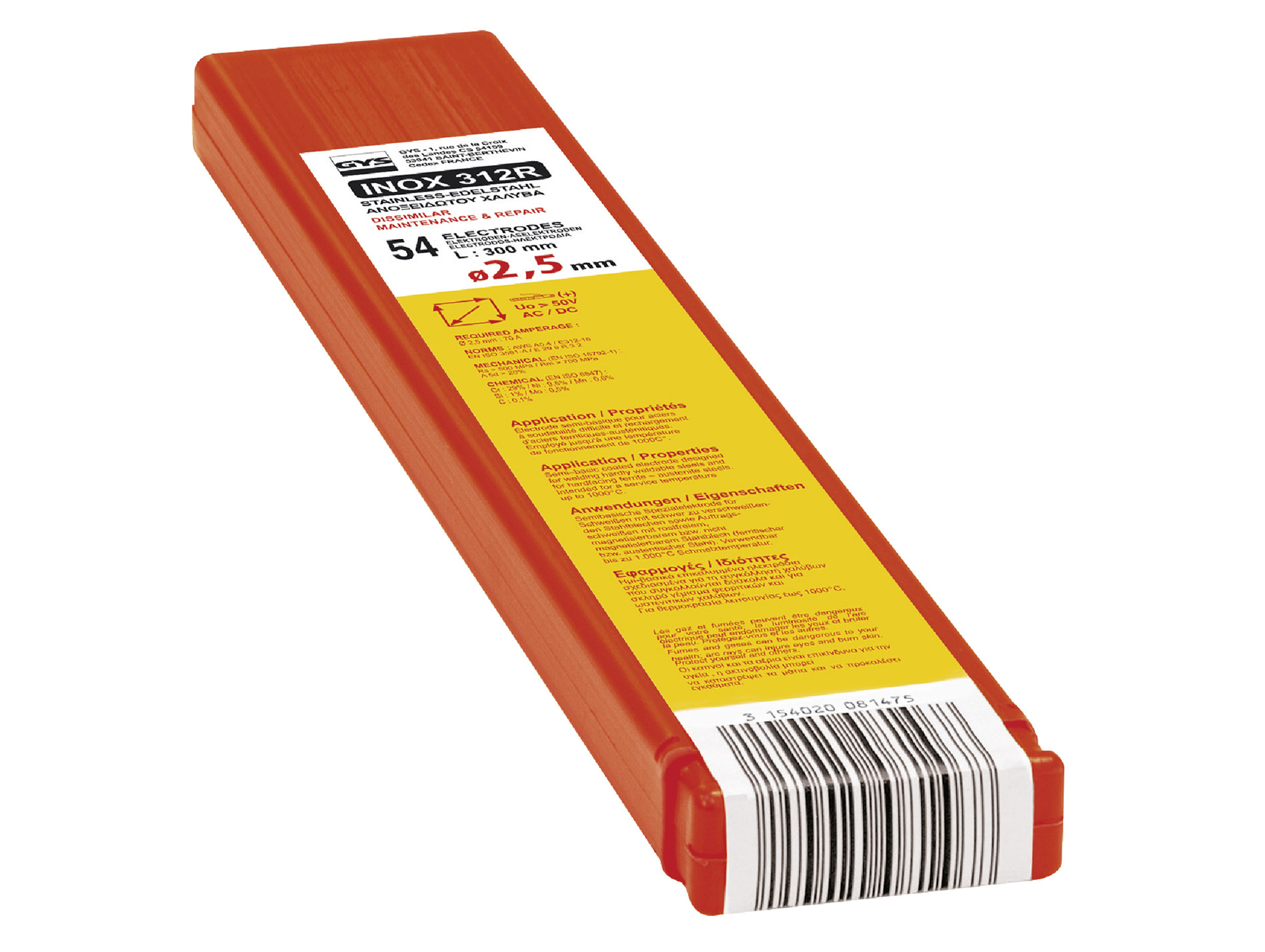 Electrode réparation 312R GYS Ø2,5mm x54