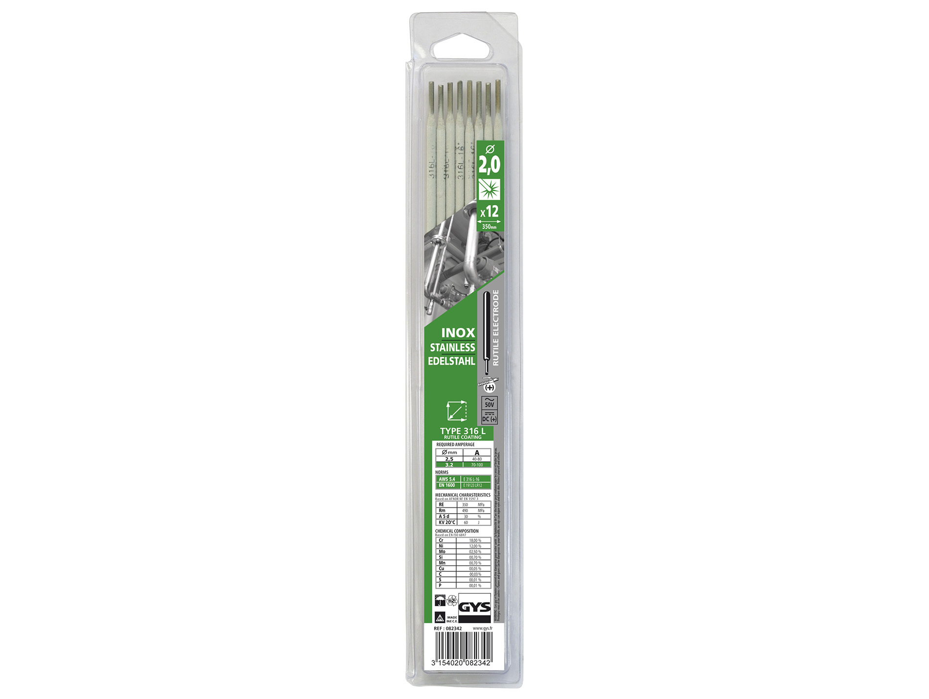 Electrode inox 316L GYS Ø2mm x12