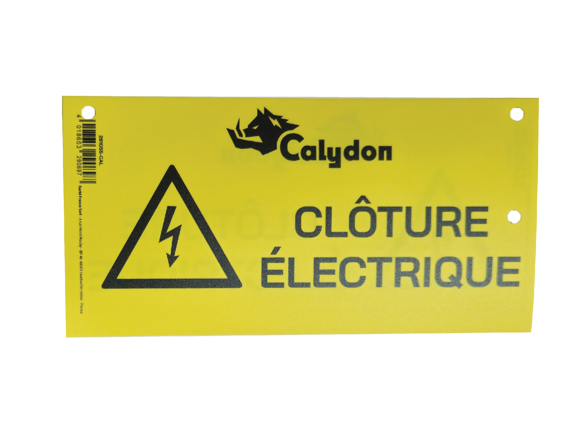 Plaque signalétique CALYDON pour clôture électrique