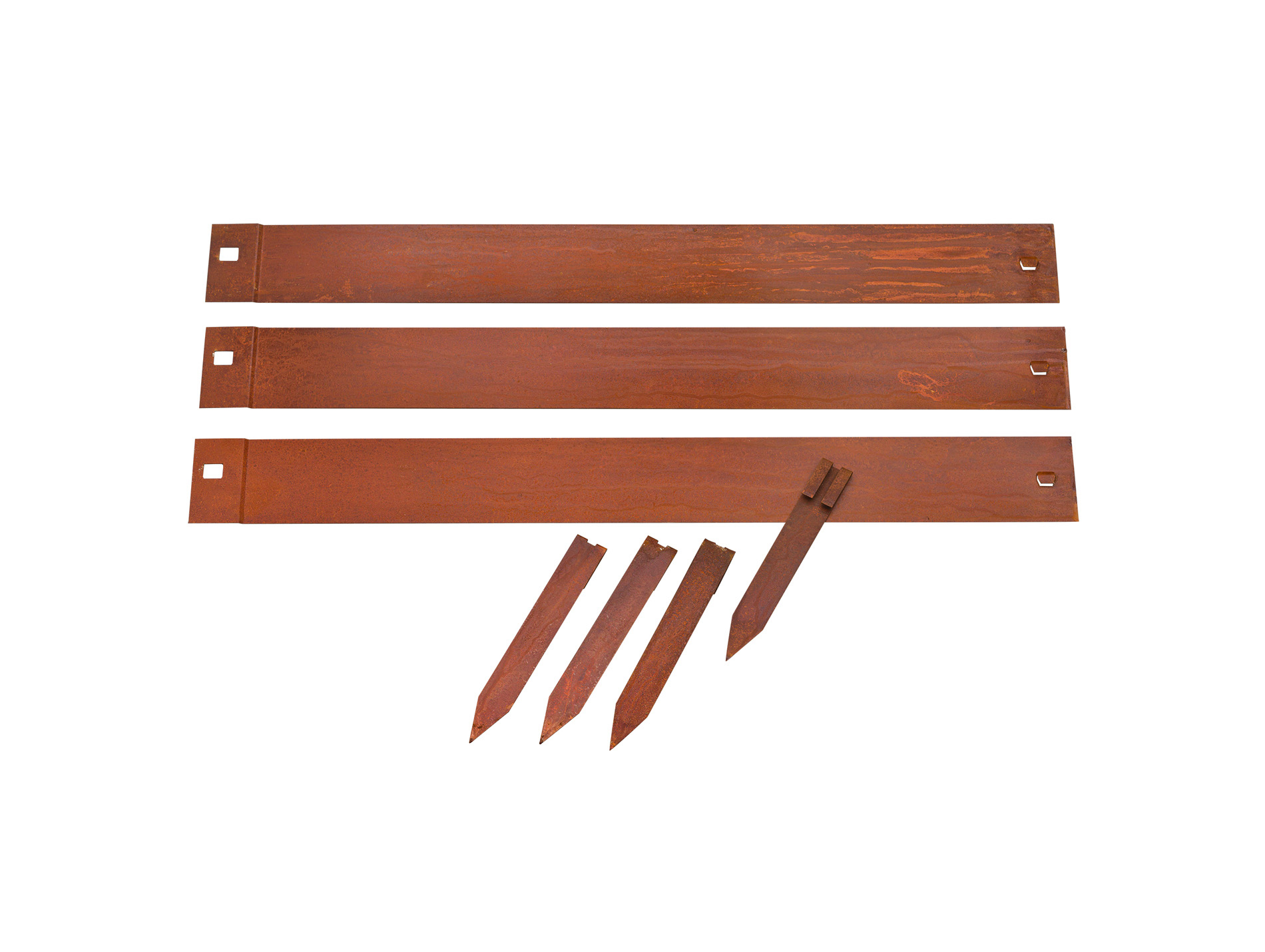 Bordure acier raboutable x3 avec ancre x4 corten