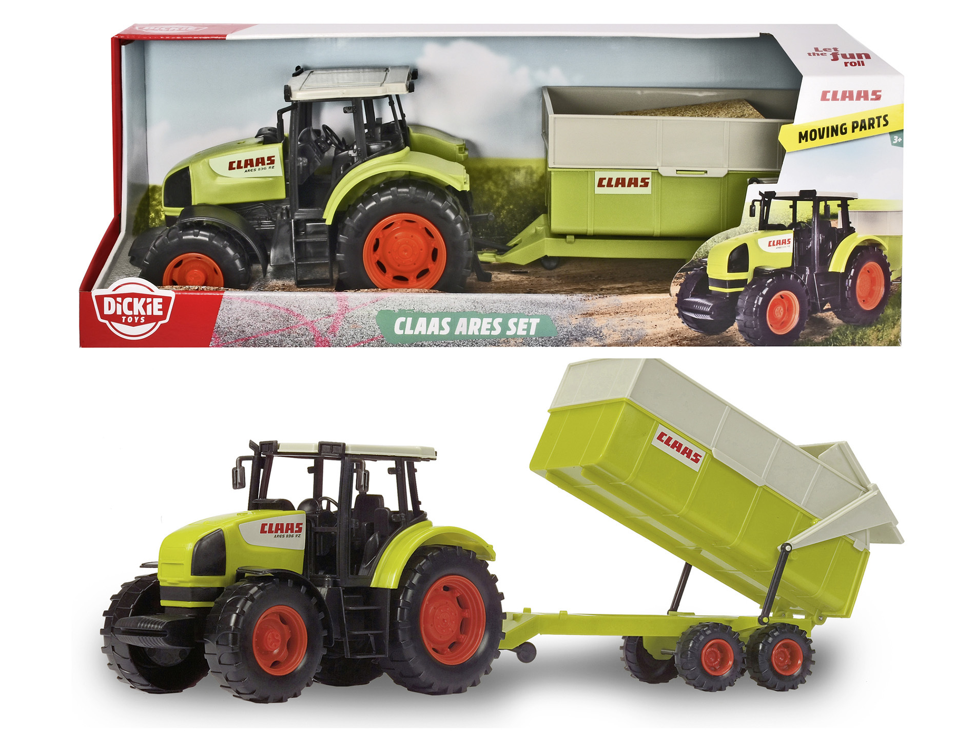 Tracteur Claas DICKIE avec remorque 57 cm