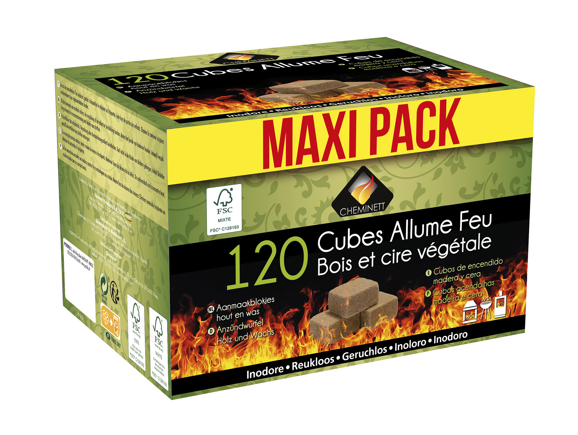 Allume-feu PYROFEU naturel en cubes 120 pièces