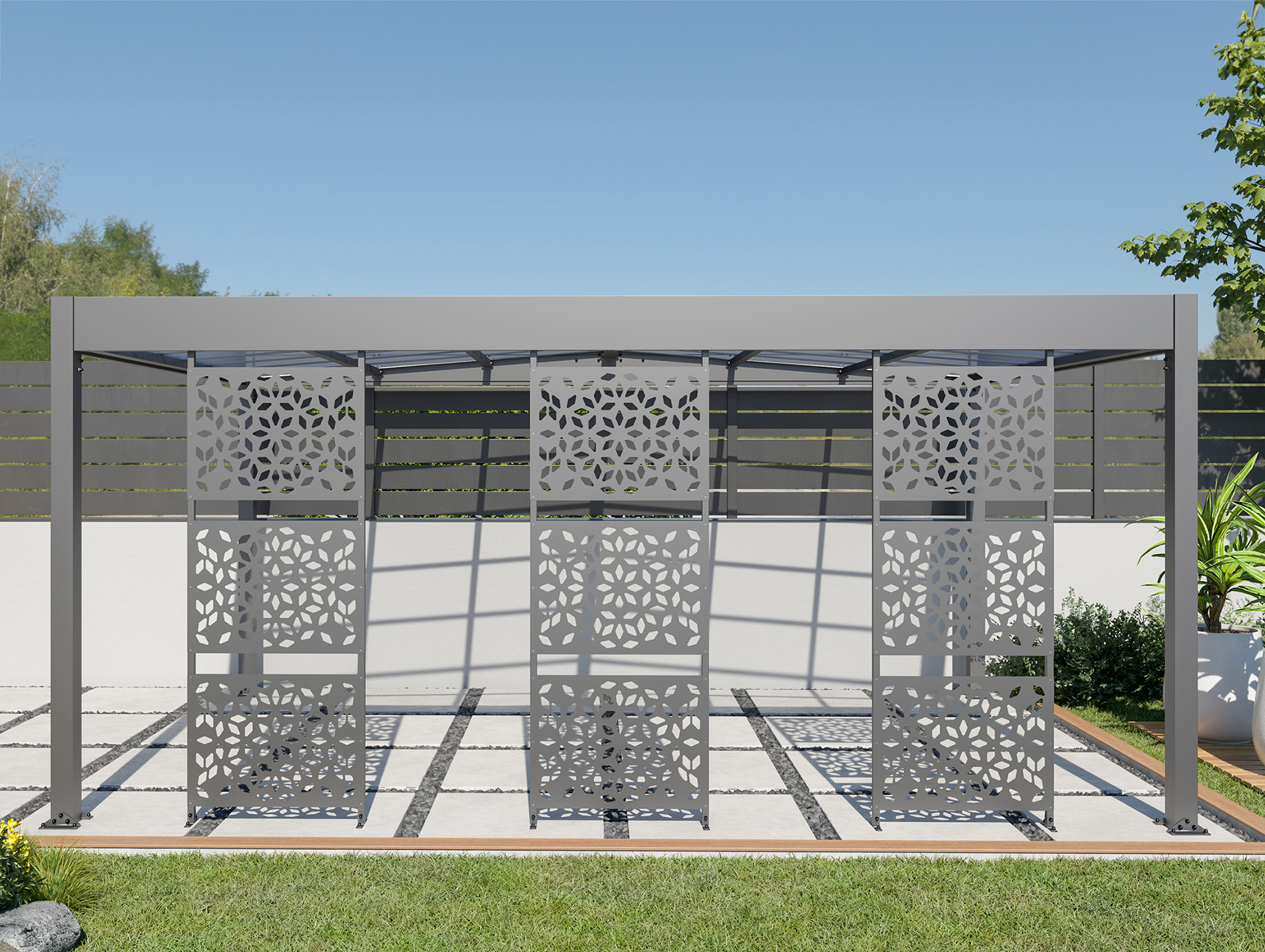 Carport aluminium TRIGANO Libeccio 16,60m² + 3 claustras