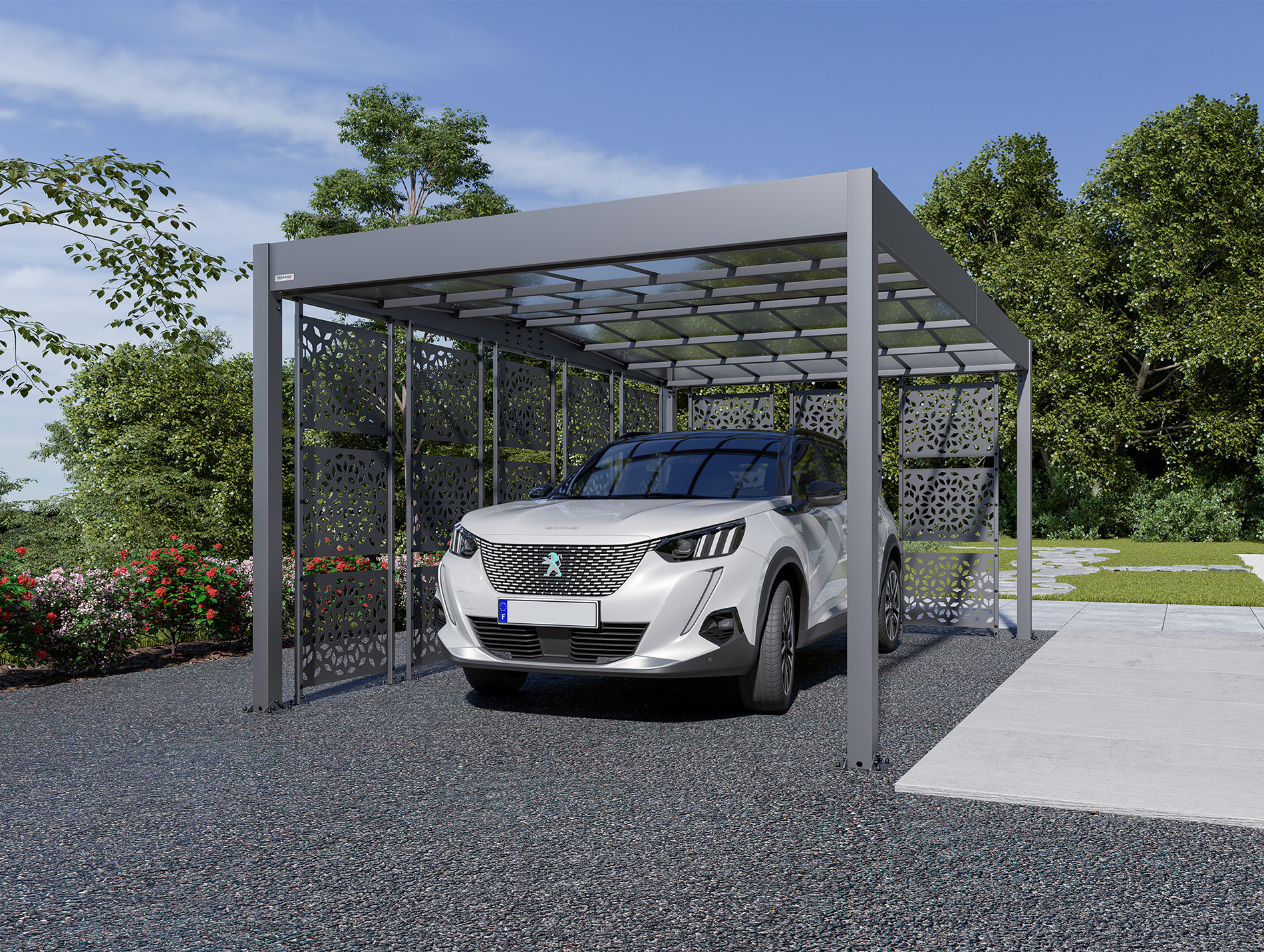 Carport aluminium TRIGANO Libeccio 16,60m² + 8 claustras