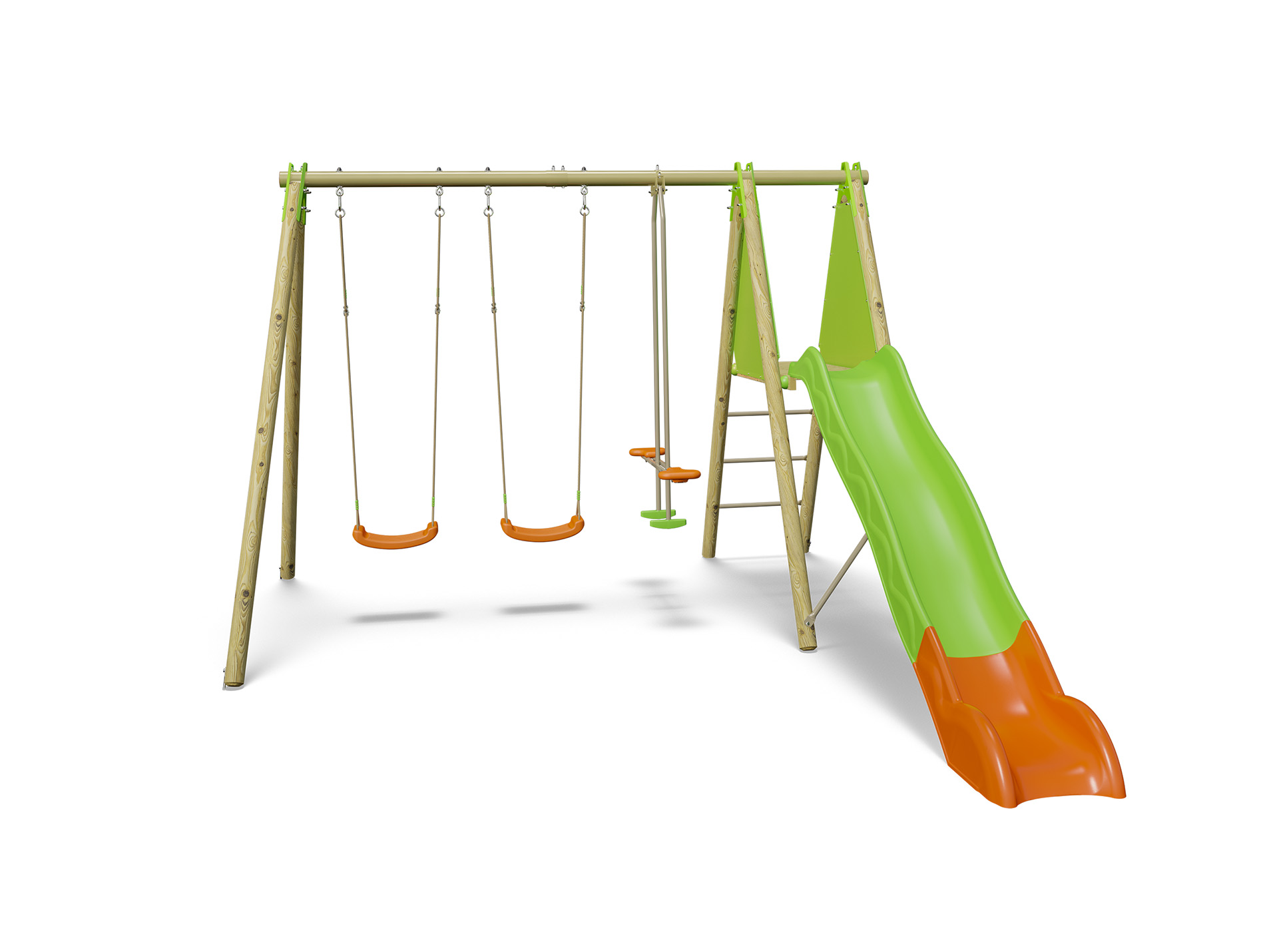 Portique bois/métal TRIGANO Optima 3 agrès + toboggan