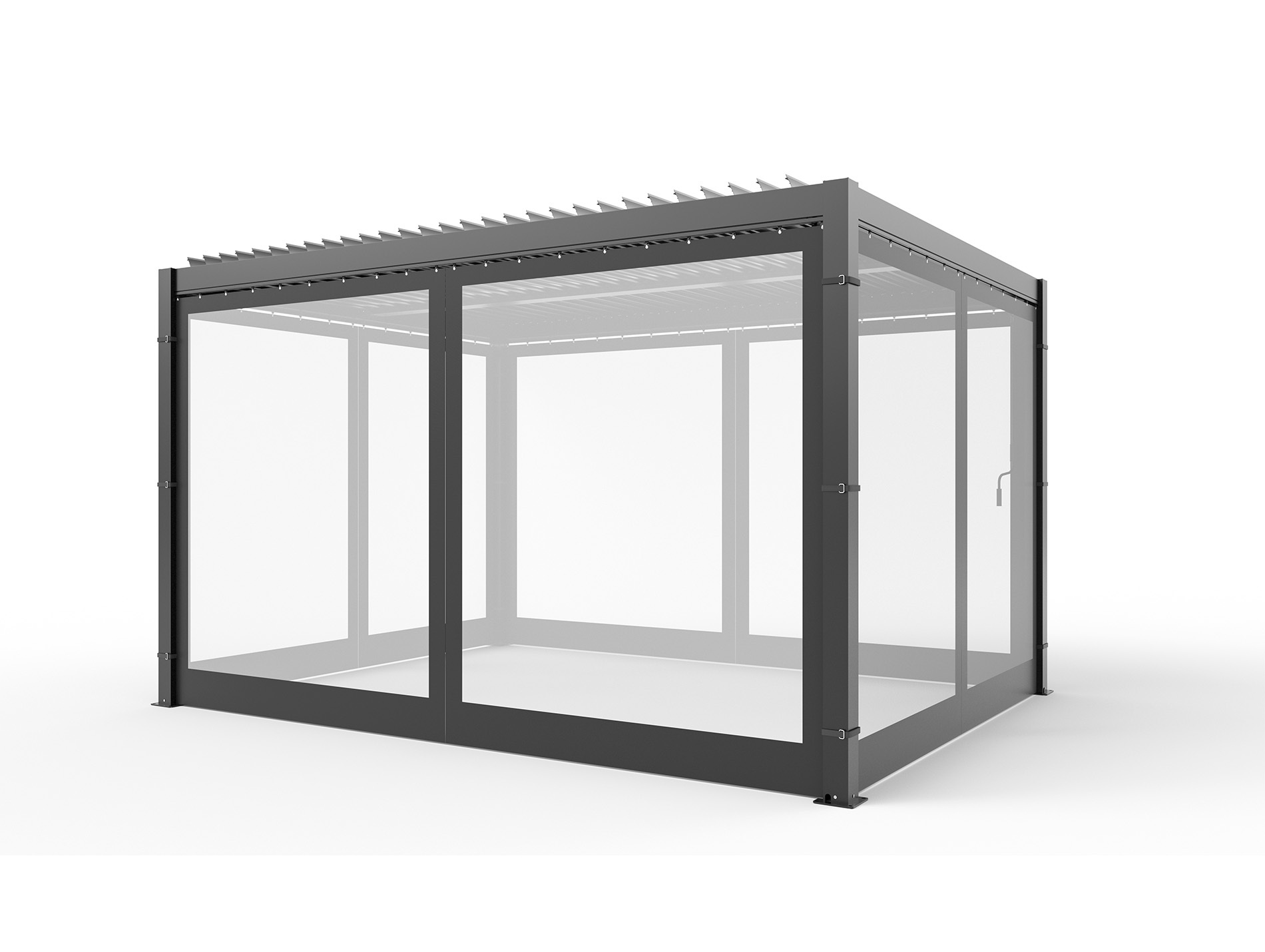 Pergola bioclim. alu GREEN OUTSIDE Event 4x3 noir +moustiq.