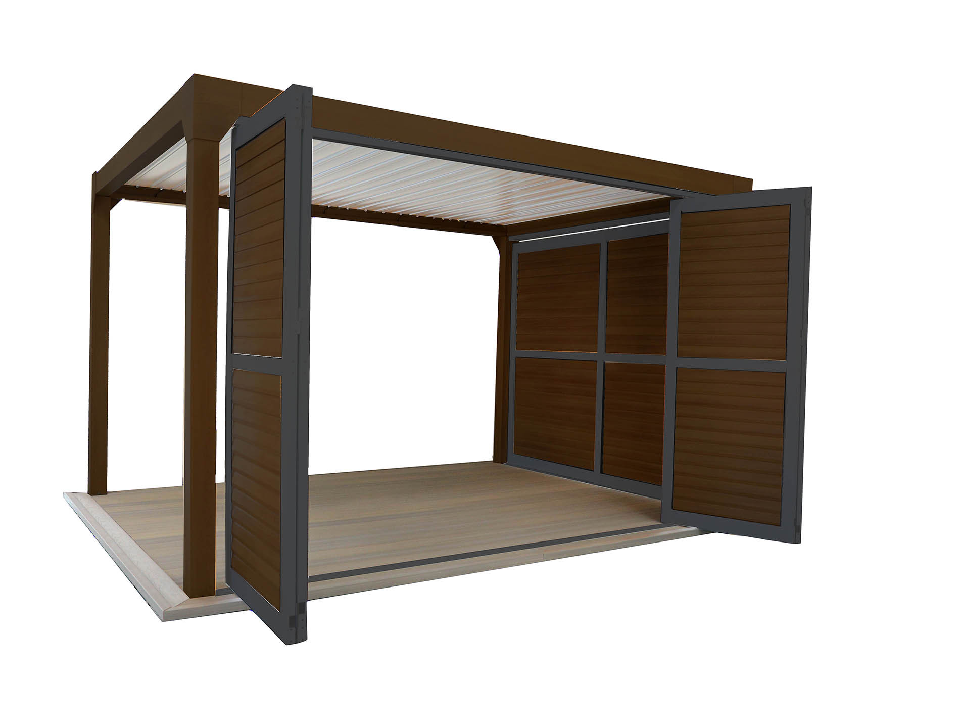 Panneau double pergola GREEN OUTSIDE 4m noir (lot de 2)