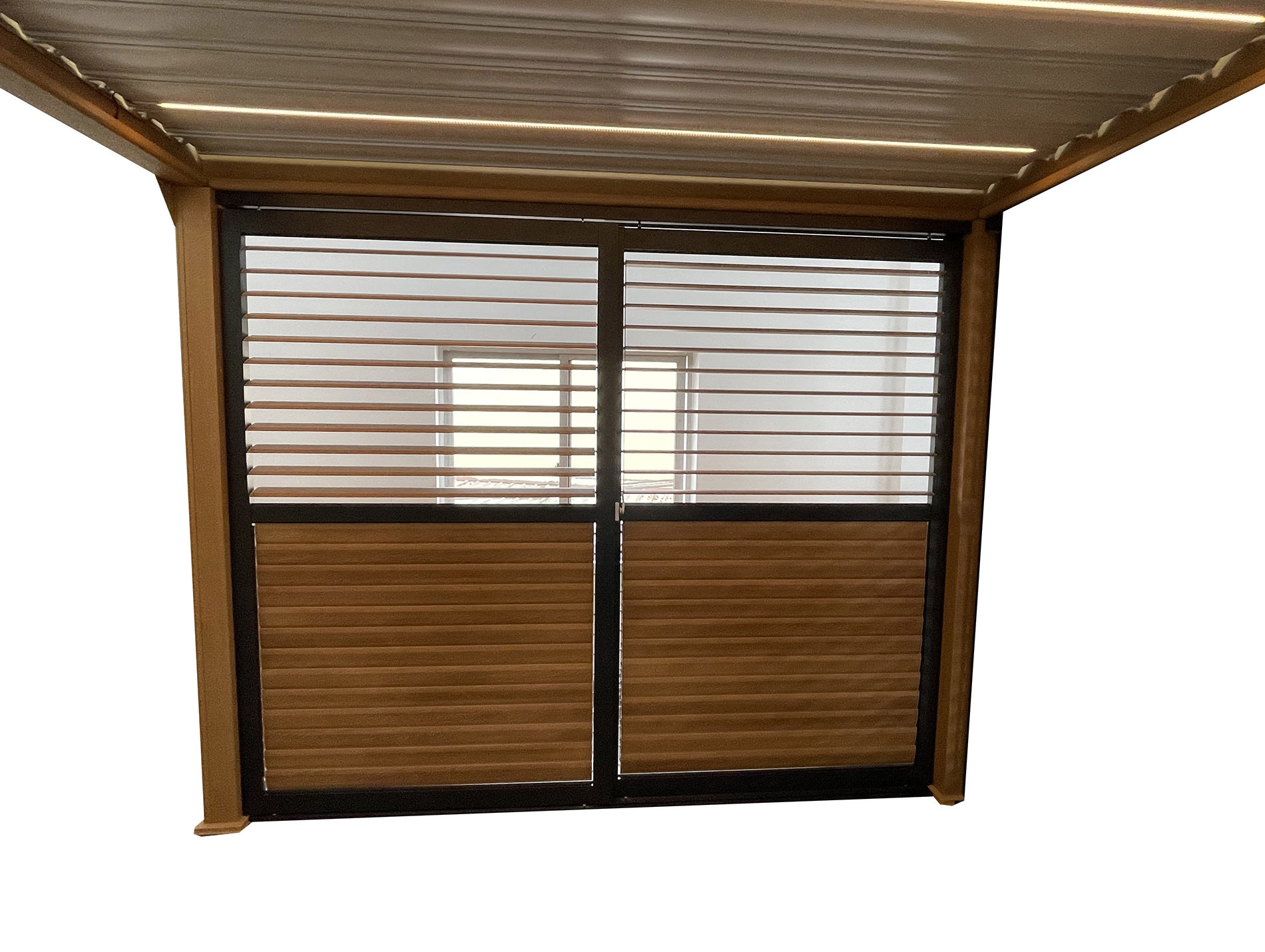 Panneau coulissant pergola GREEN OUTSIDE 3m noir/bois x2