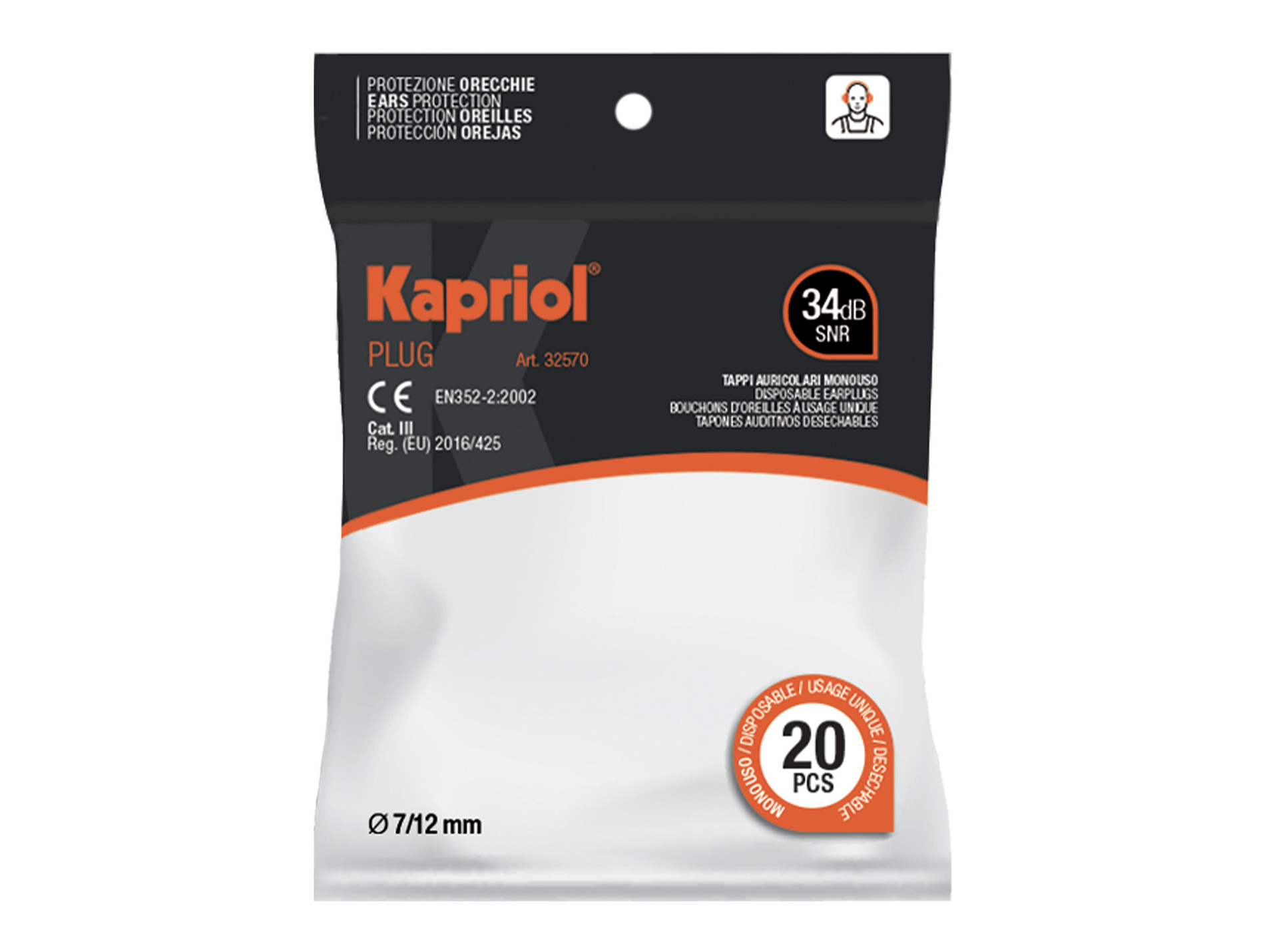 Bouchons d'oreilles KAPRIOL Plug polyuréthane 38db x20