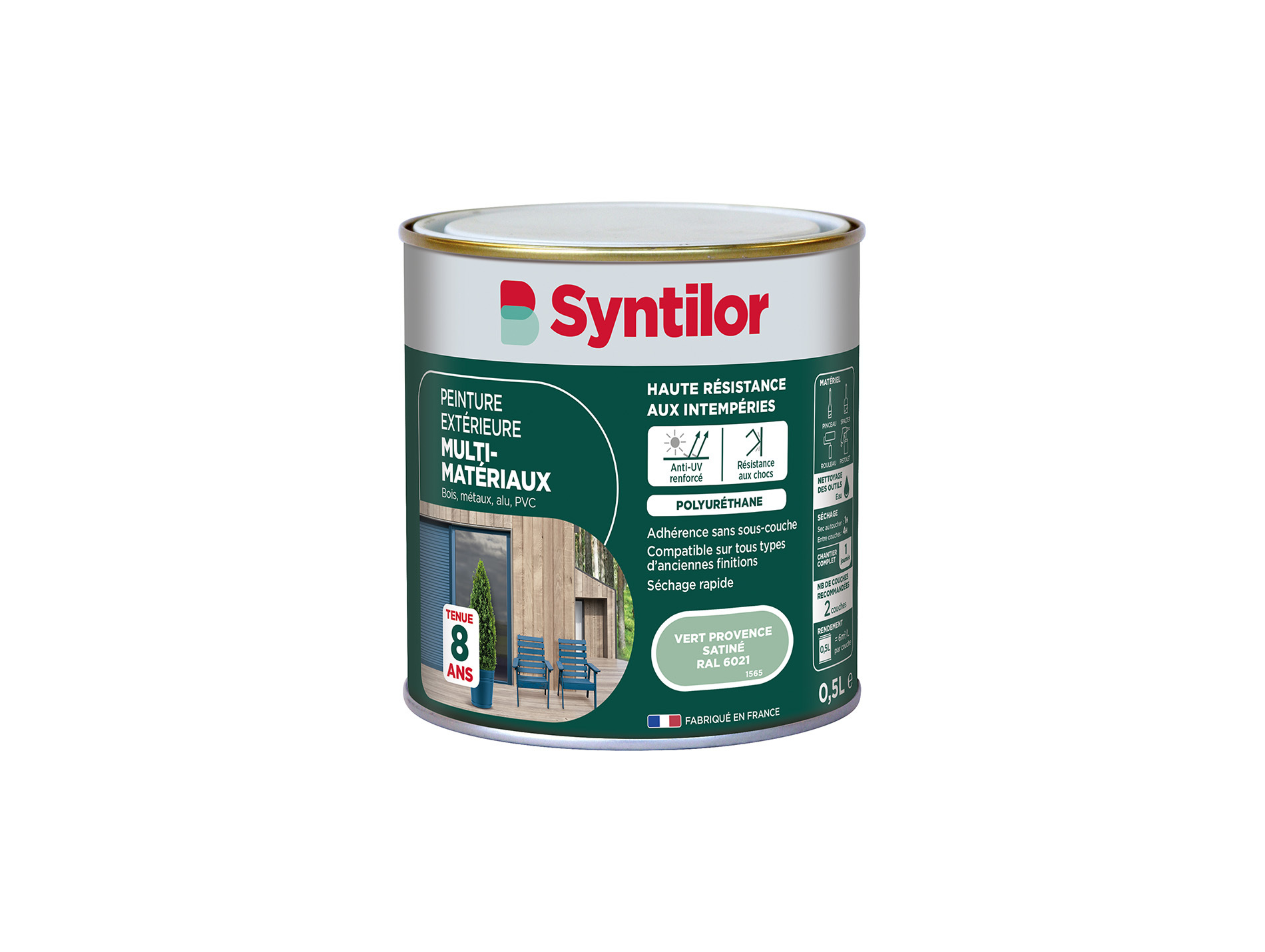 Peinture extérieure multi-matériaux SYNTILOR Vert Provence 500ml