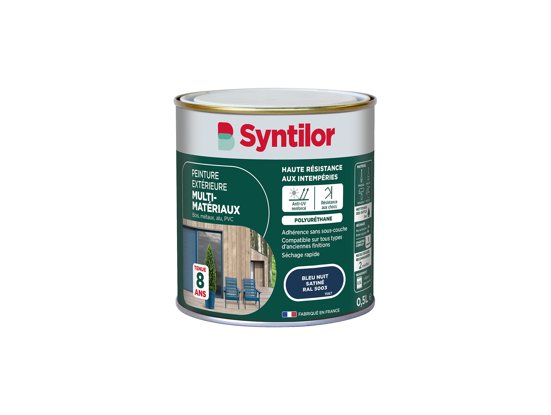 Peinture extérieure multi-matériaux SYNTILOR Bleu Nuit 500ml