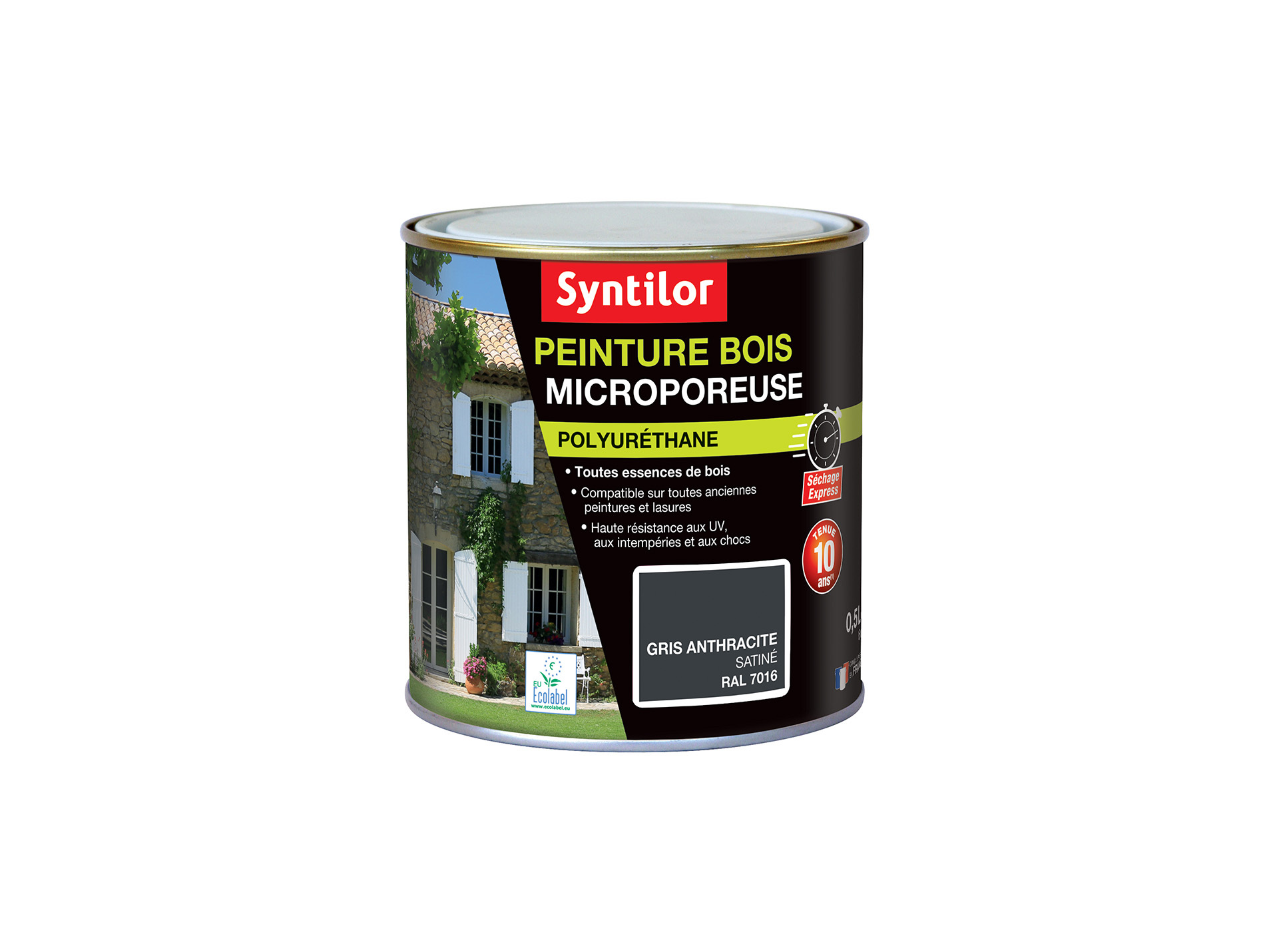 Peinture bois microporeuse SYNTILOR Gris anthracite satiné 500ml