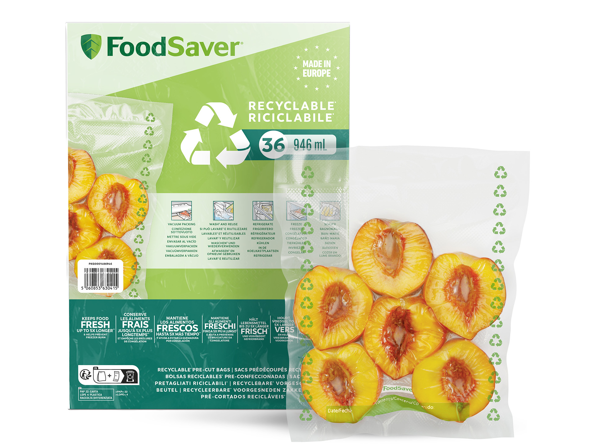Sacs recyclables x36 FOODSAVER 0.94L