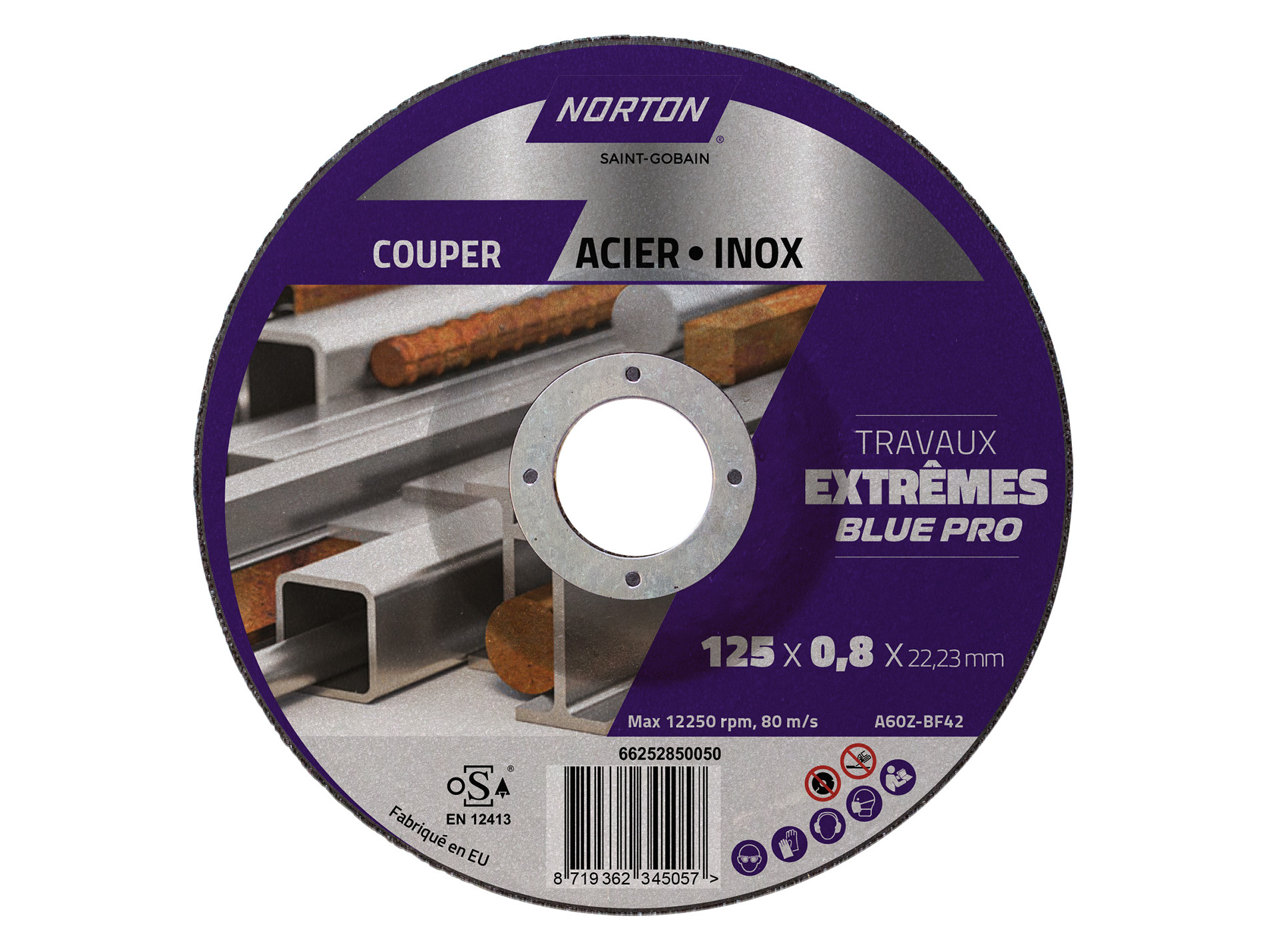 Disque à tronçonner métal/inox  NORTON Ø125mm