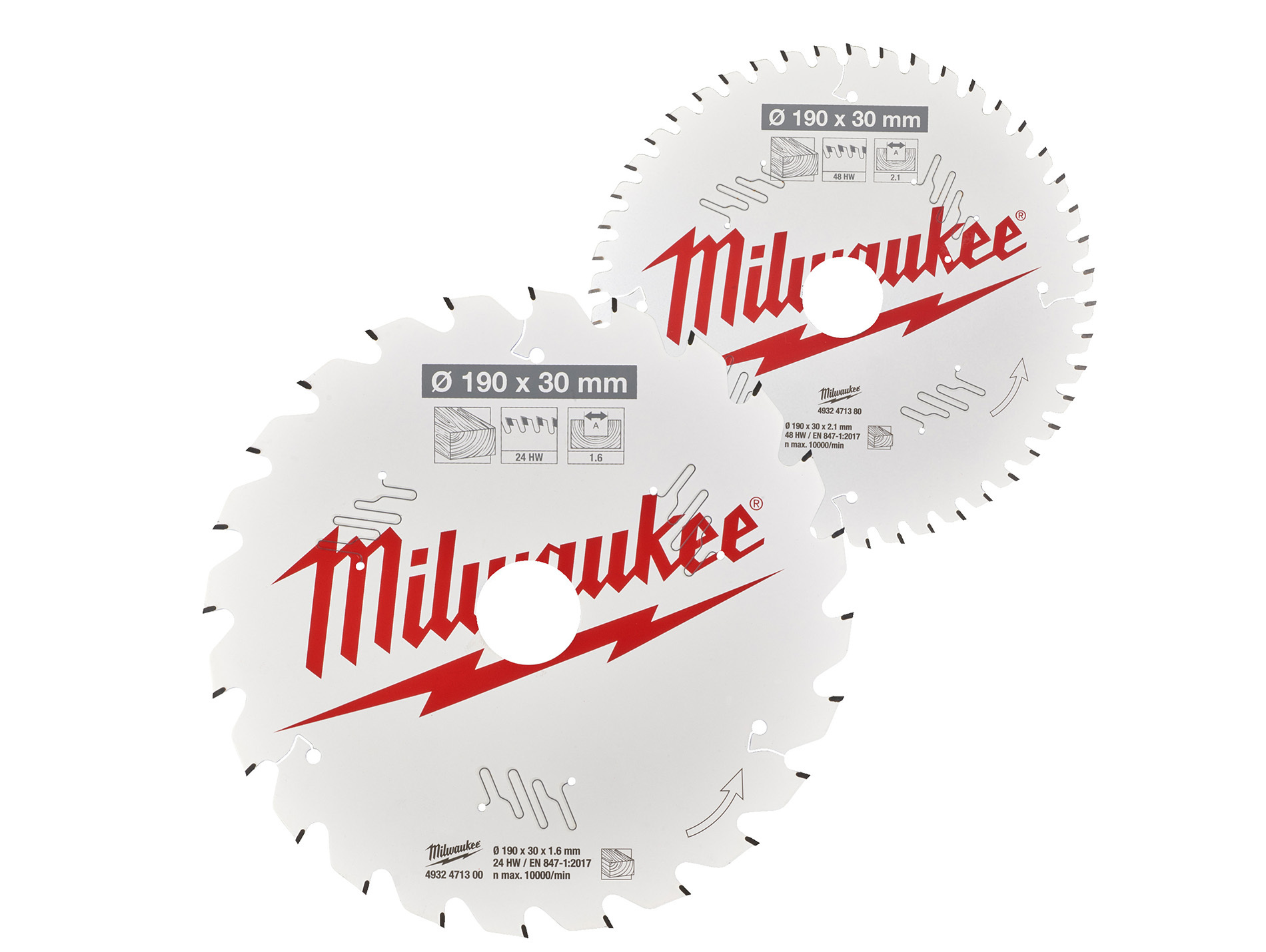Set de 2 lames scie circulaire pour bois Ø190mm MILWAUKEE