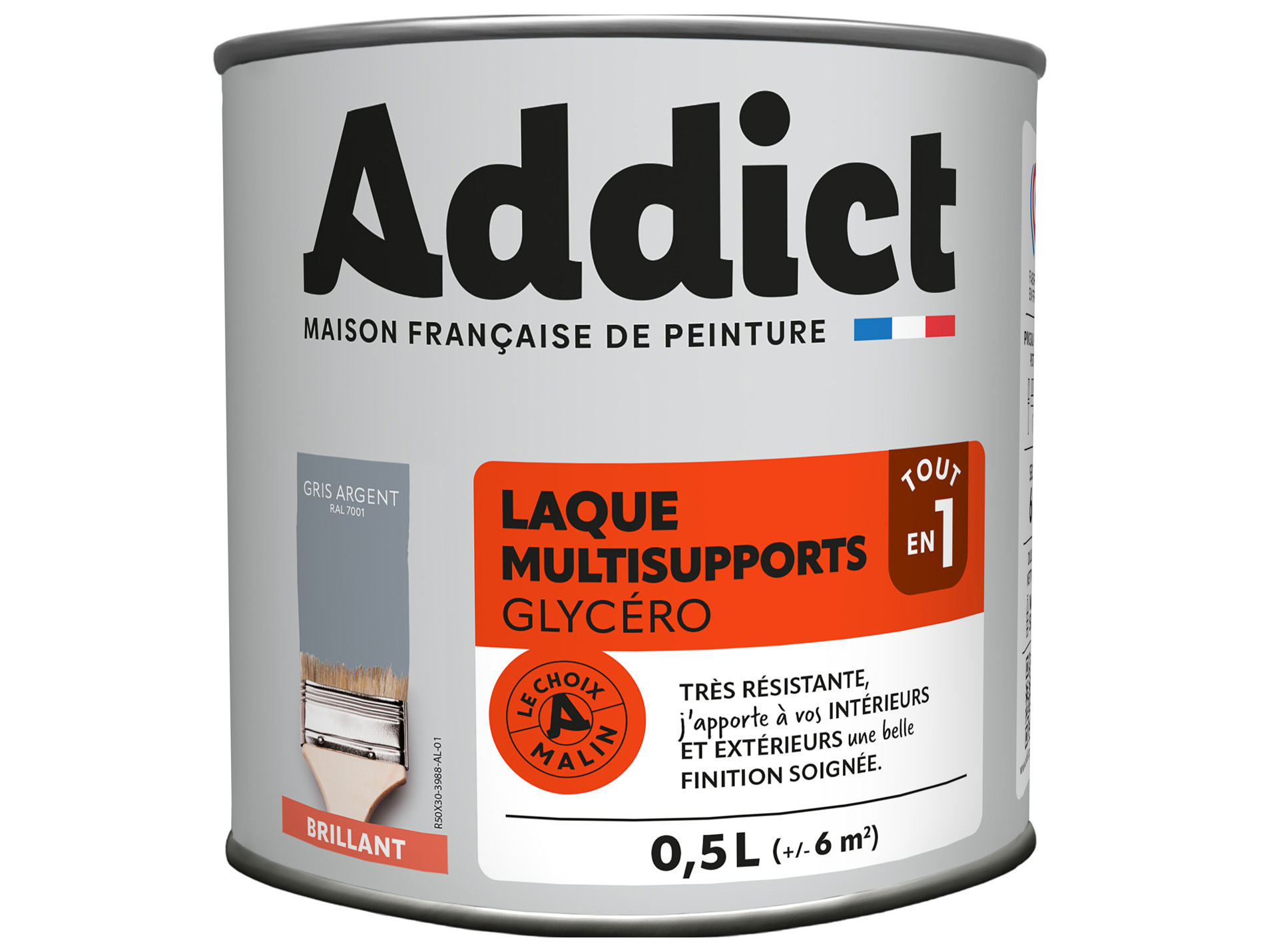 Peinture ADDICT pièces humides gris argent 0.5L