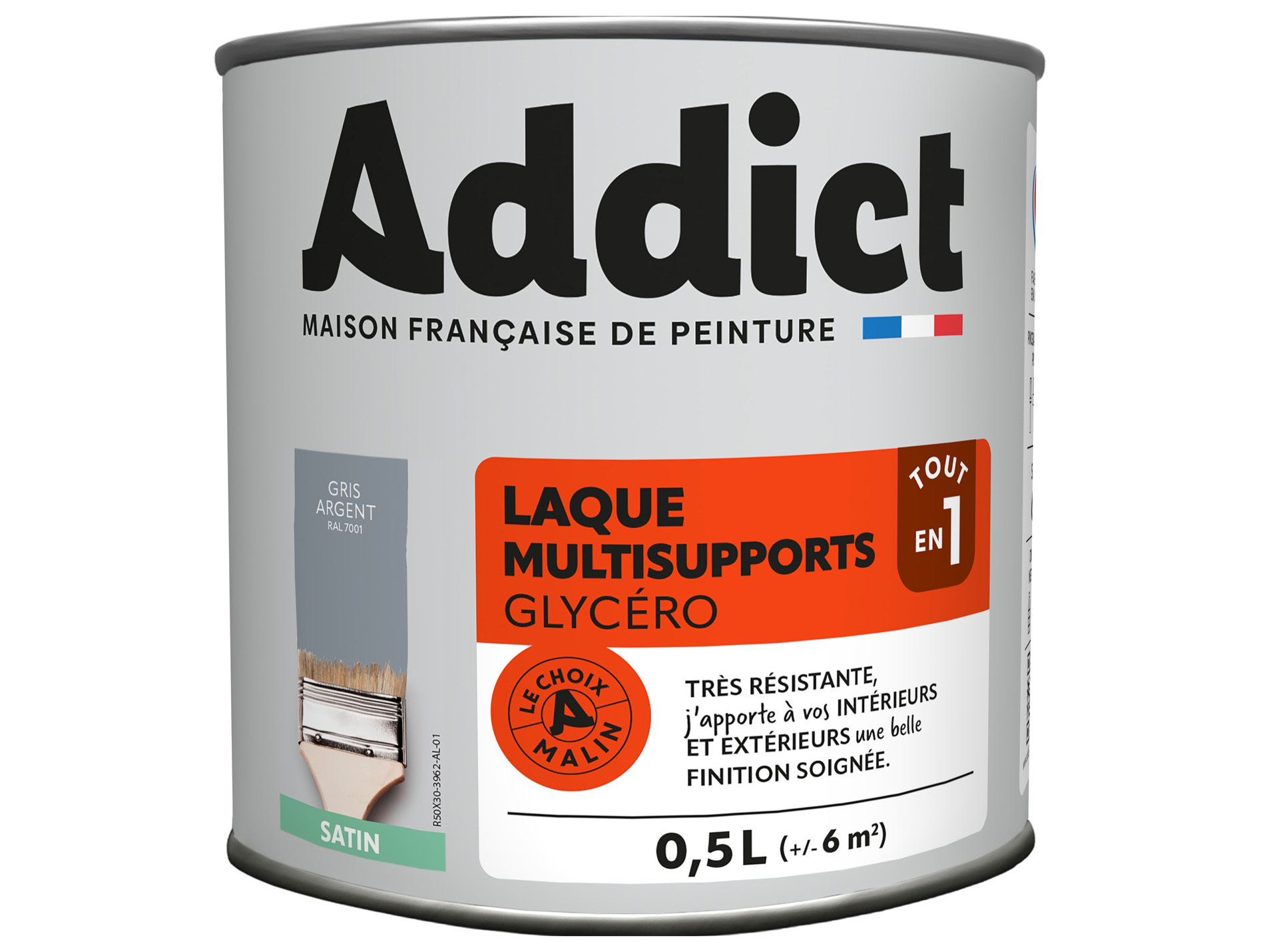 Peinture ADDICT pièces humides gris argent 0.5L