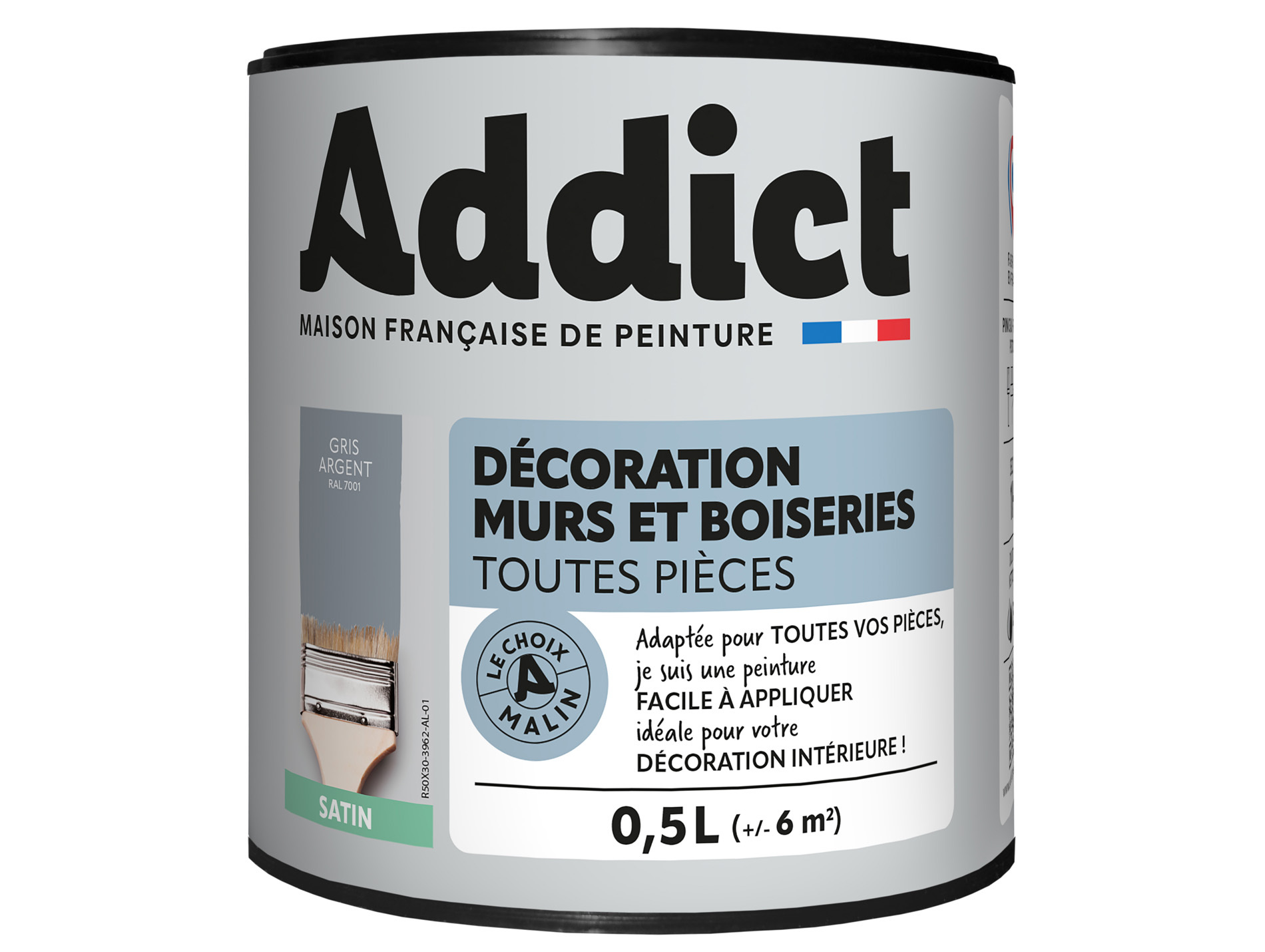 Peinture ADDICT pièces humides gris argent 0.5L